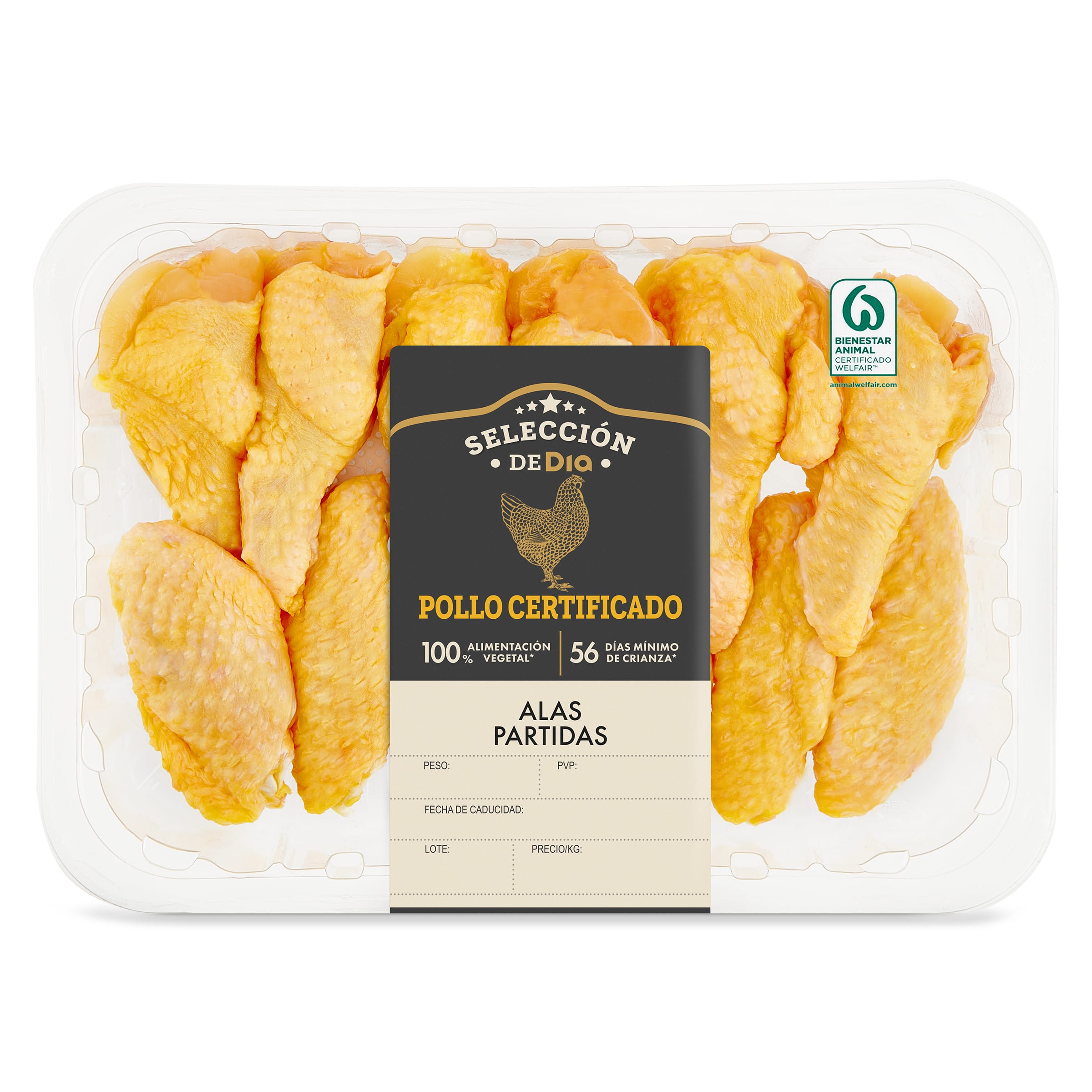 Alas de pollo certificado partidas Selección de Dia 650 g aprox.