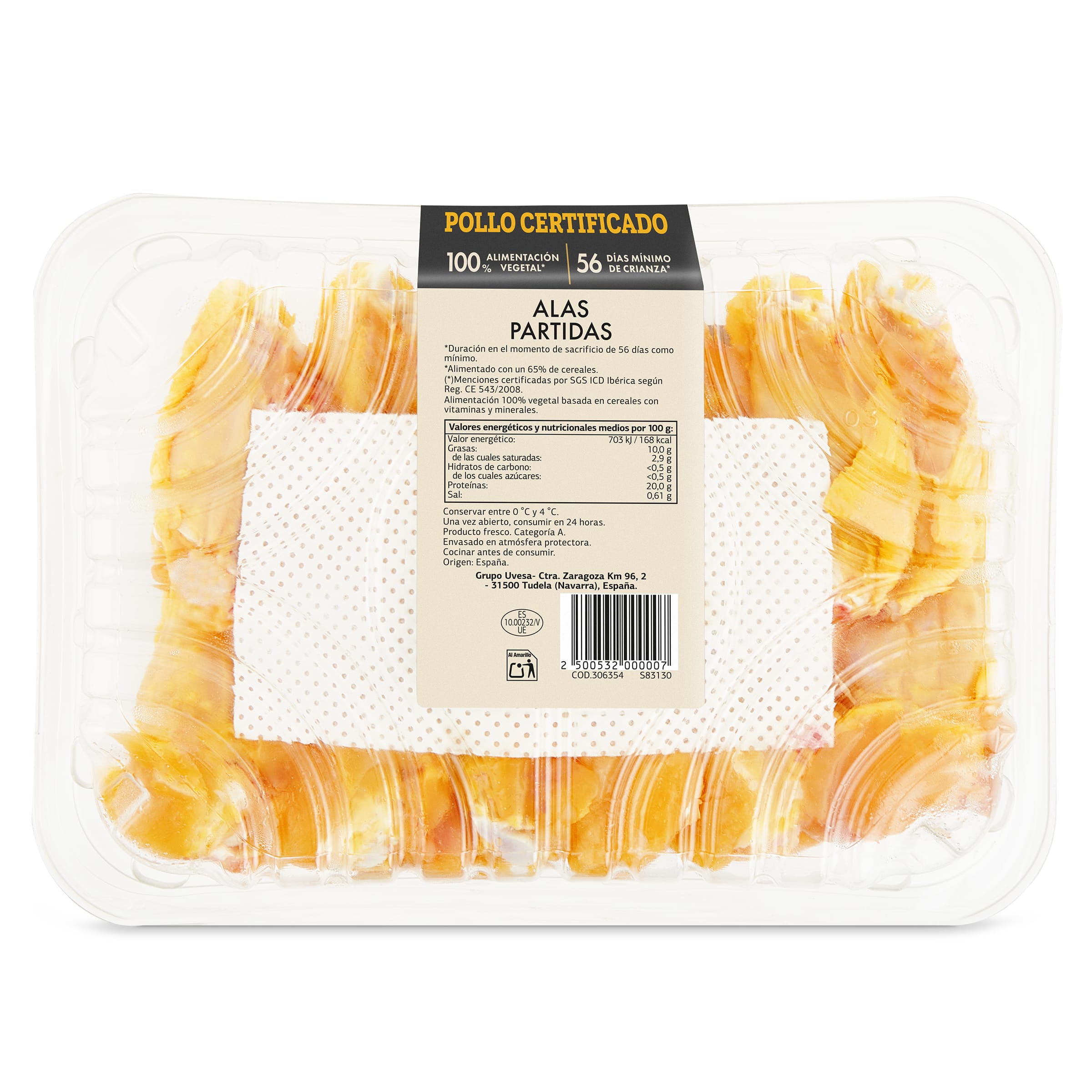 Alas de pollo certificado partidas Selección de Dia 650 g aprox.