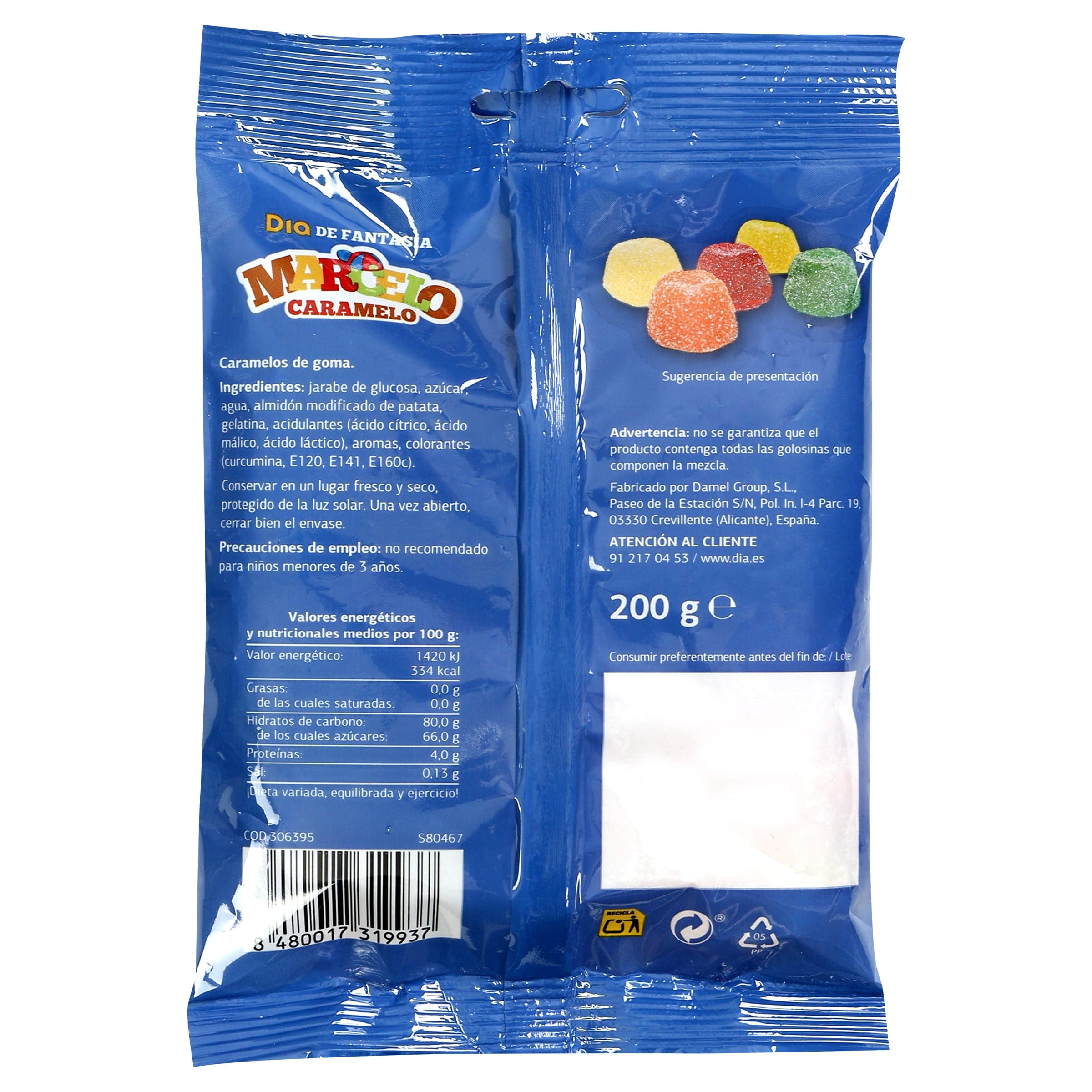 Golosinas lagrimones  Dia Marcelo Caramelo 200 g
