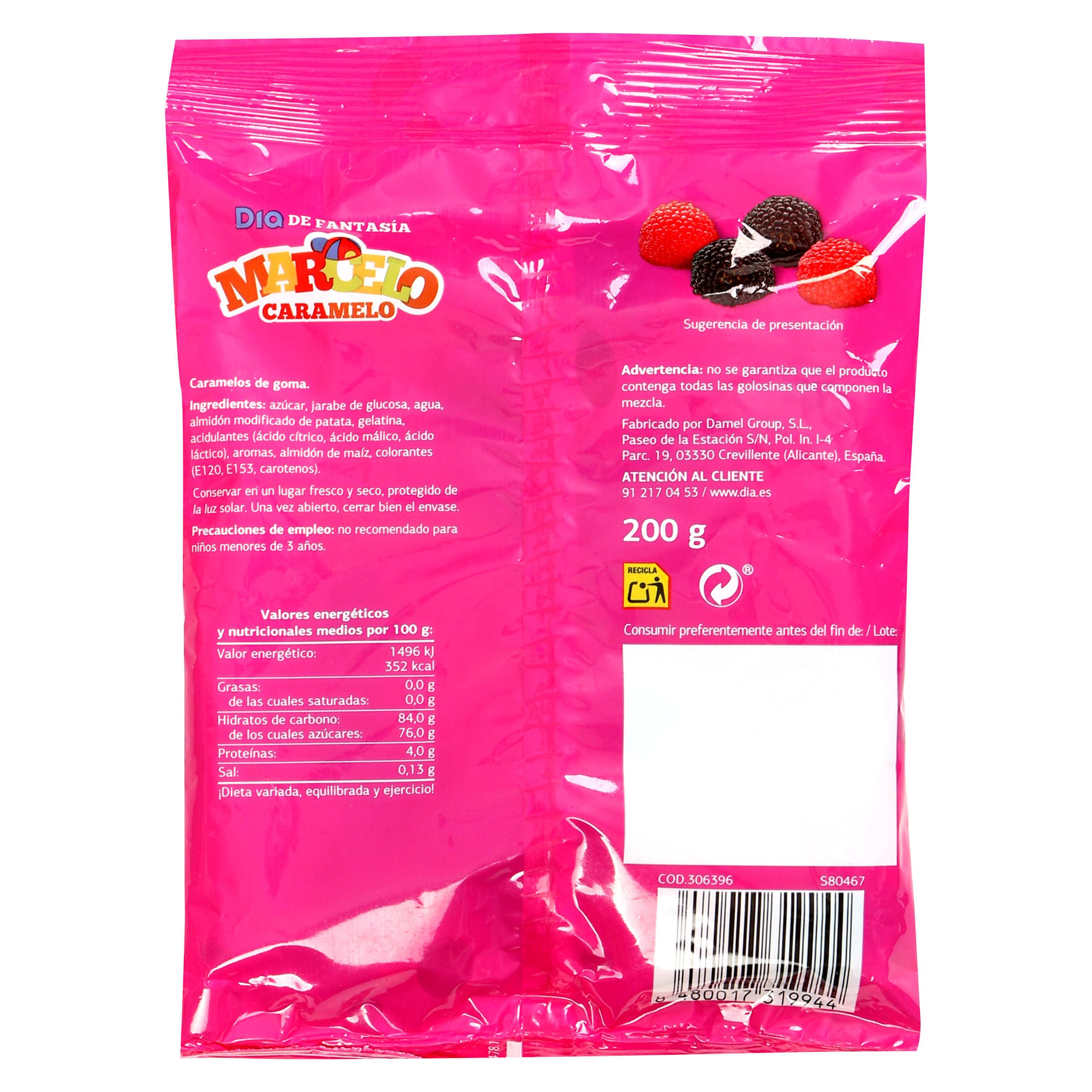 Golosinas moras Dia Marcelo Caramelo 200 g