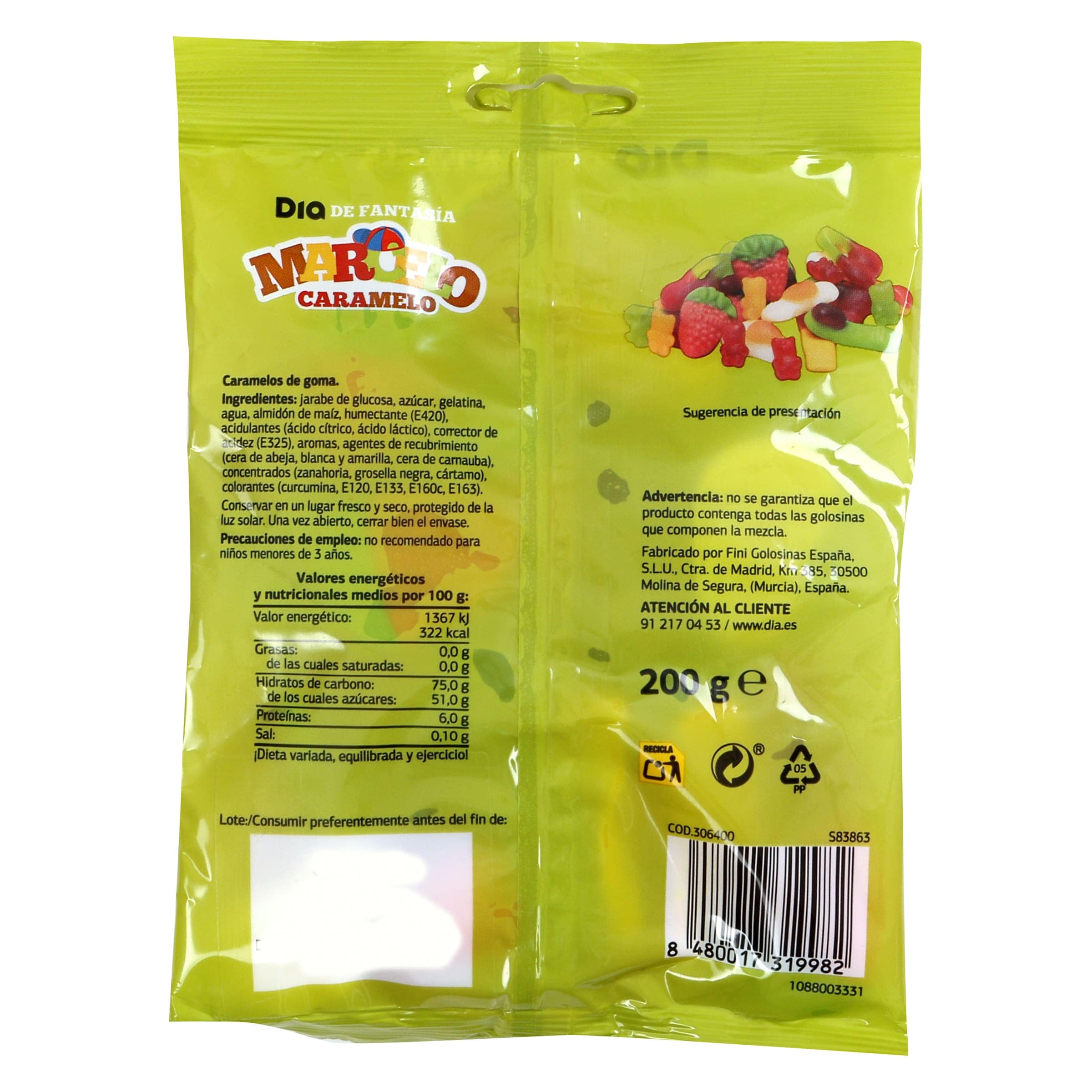 Golosinas surtidas mix brillo Dia Marcelo Caramelo 200 g