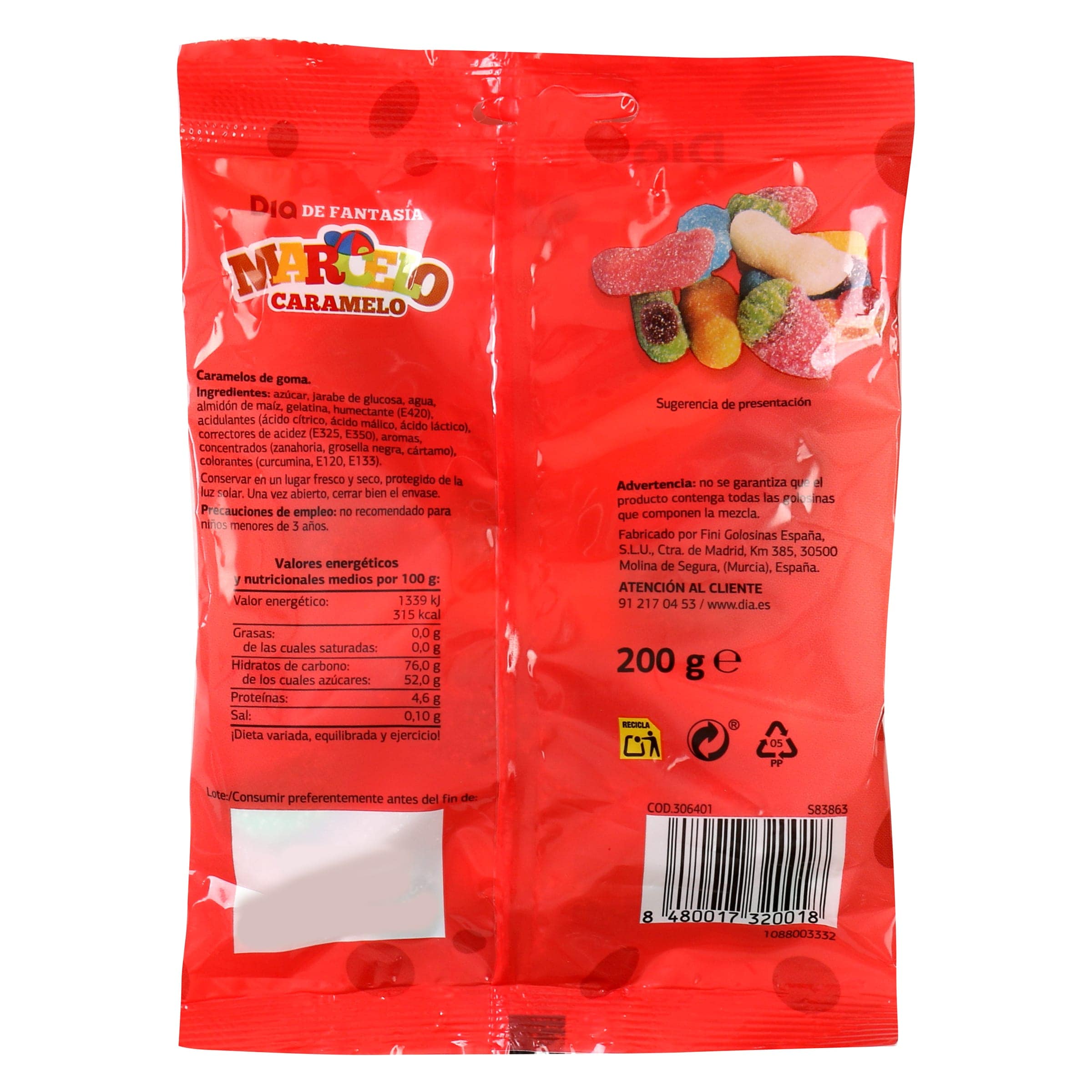 Golosinas surtidas mix pica Dia Marcelo Caramelo 200 g