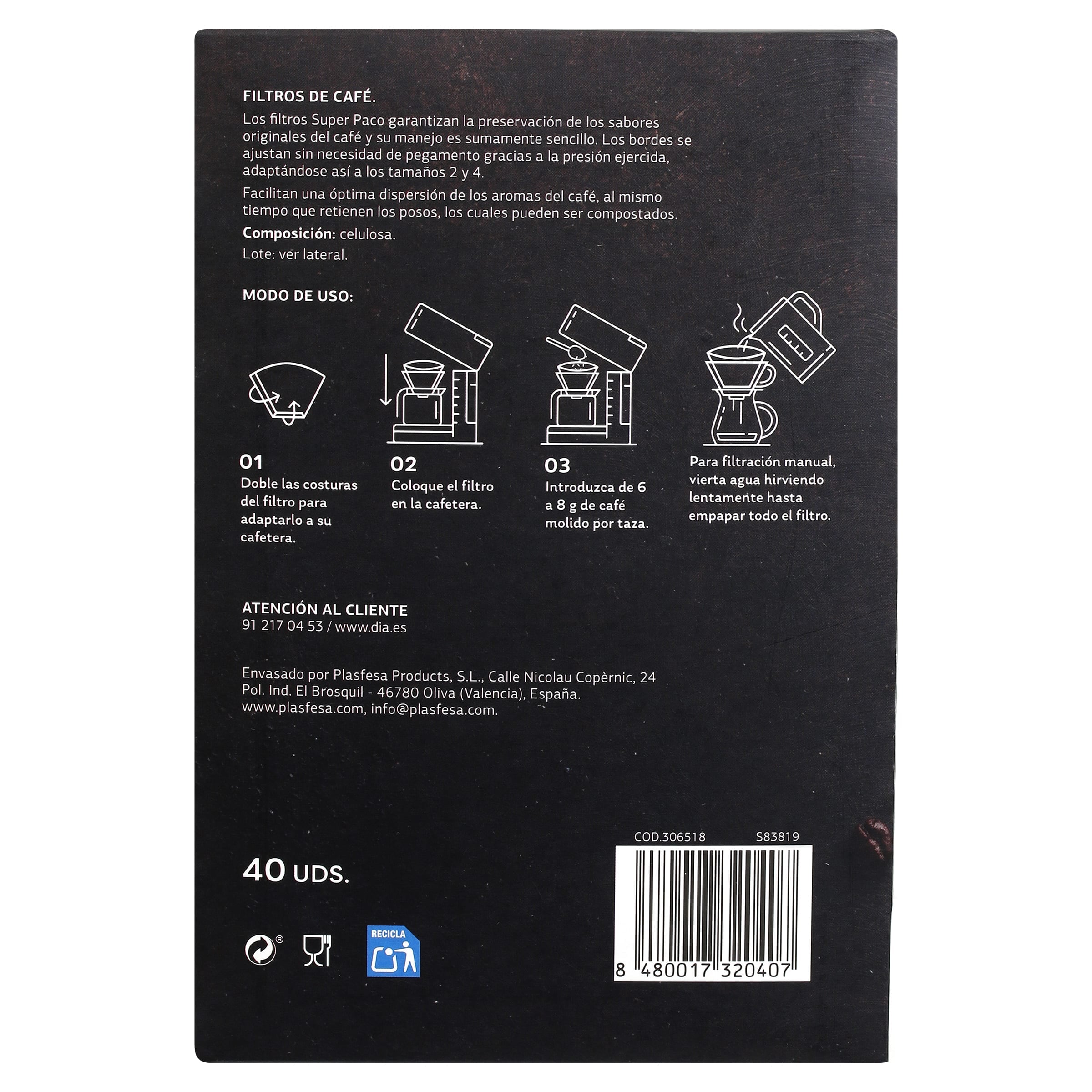 Filtros de café Dia Super Paco 40 unidades