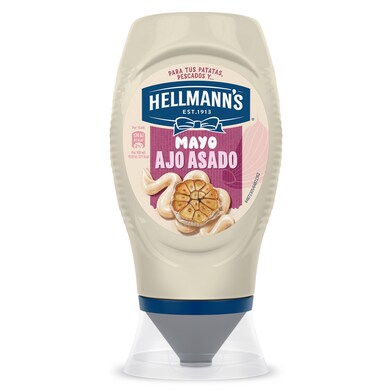 Mayo ajo asado boca abajo Hellmanns bote 250 ml-0 Mayo ajo asado boca abajo Hellmanns bote 250 ml-0