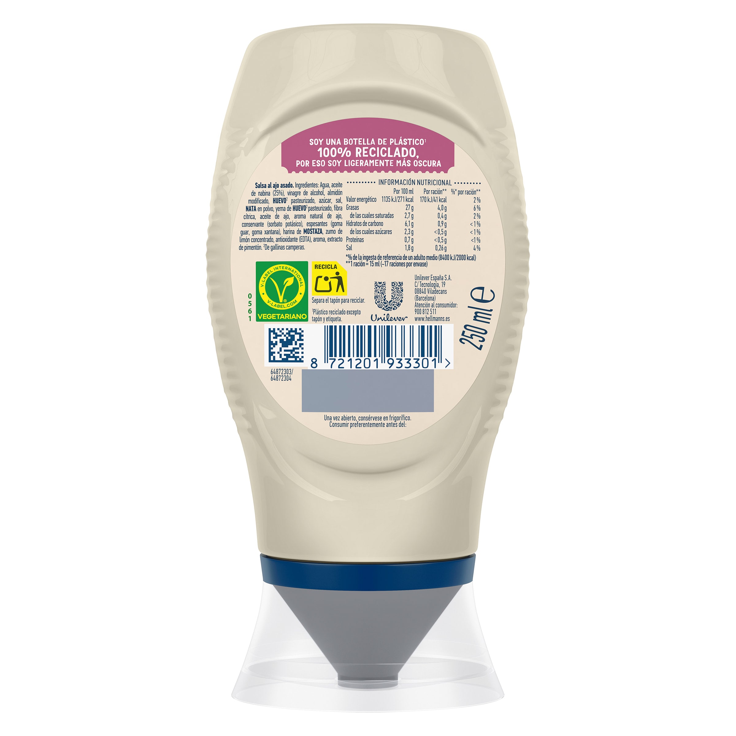 Mayonesa de ajo asado Hellmann's 250 ml