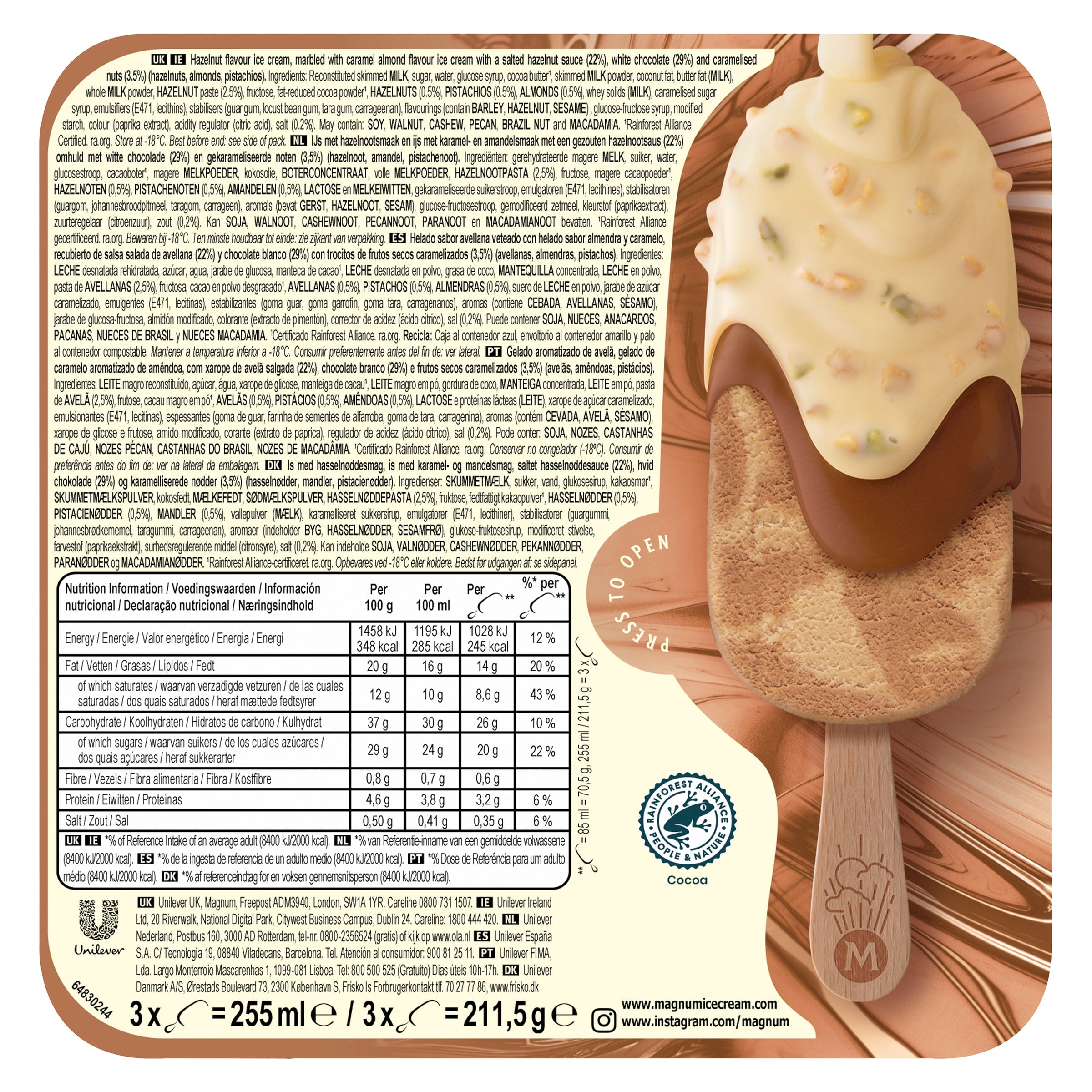 Magnum Utopía doble avellana 3 x 70,5 g