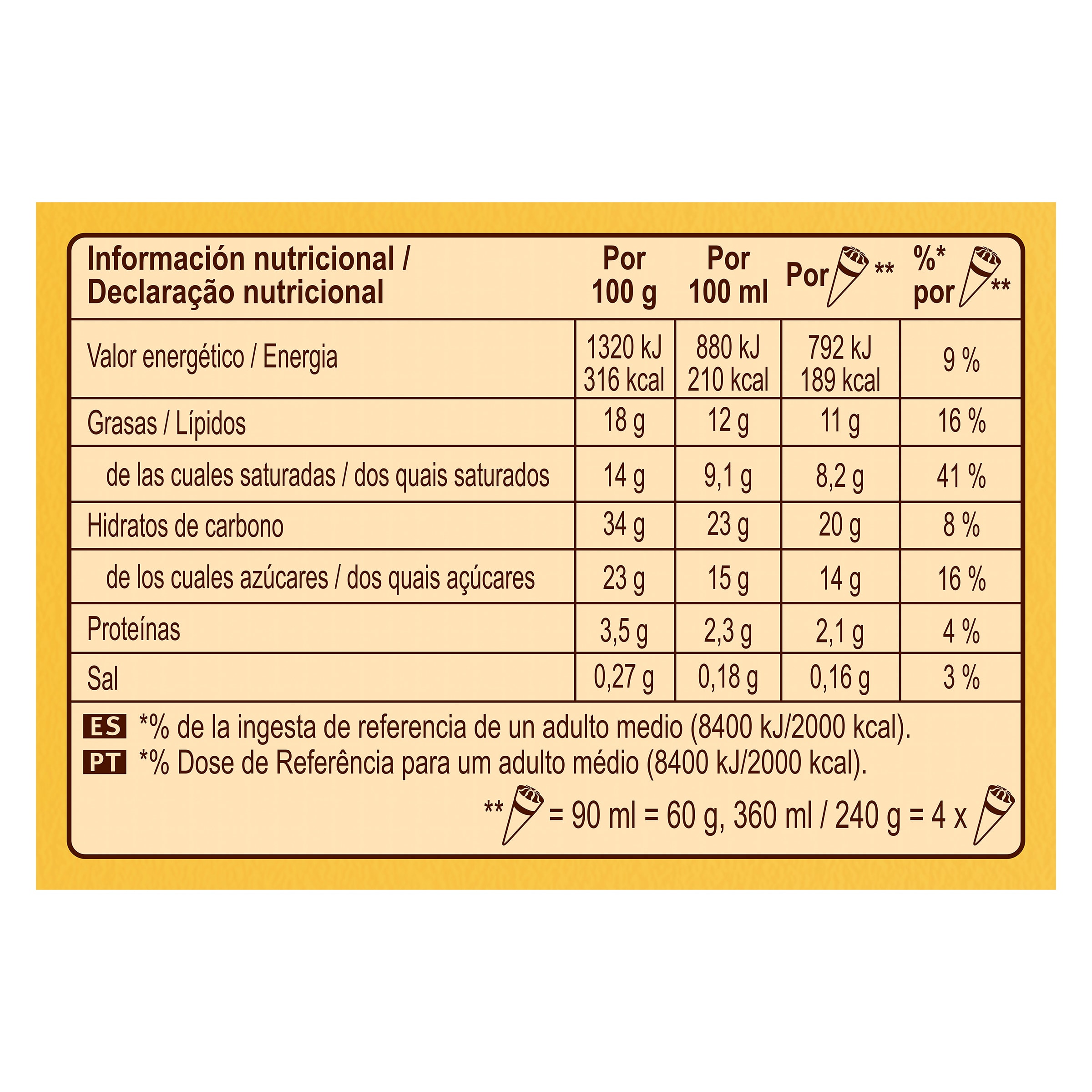 Cornetto de vainilla 4 x 60 g