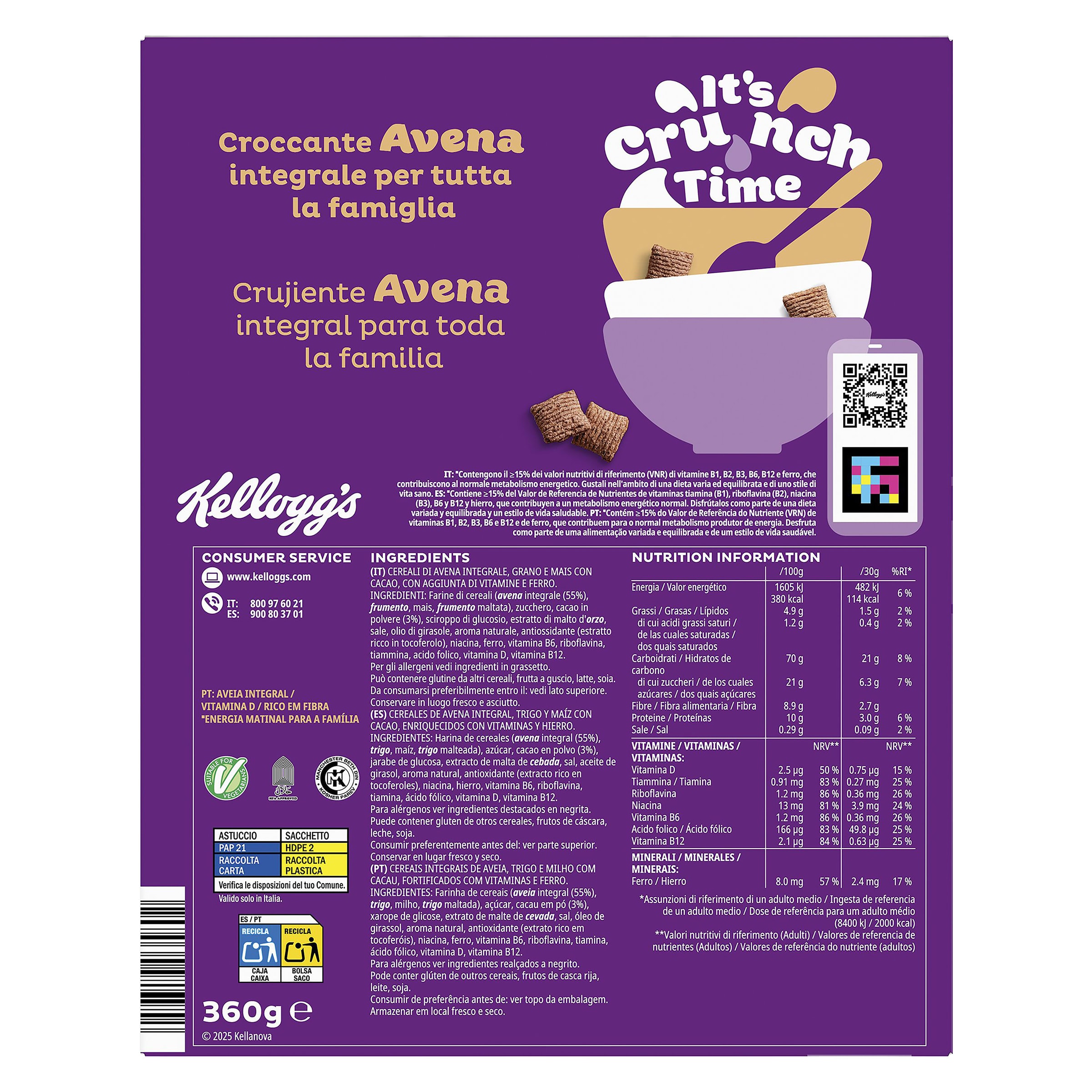 Cereales de avena al cacao oaties Kellogg's 360 g
