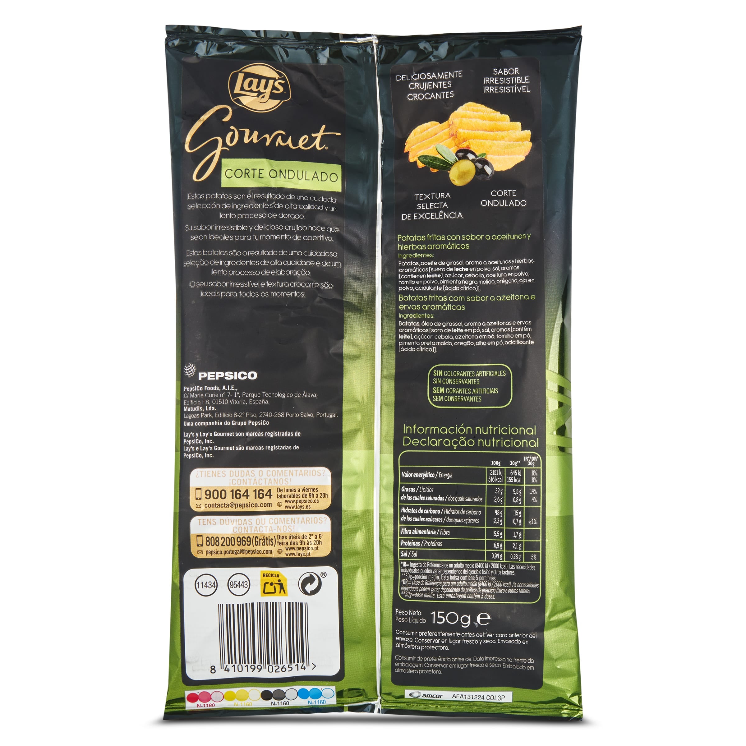 Lay's Gourmet onduladas sabor aceituna 150 g