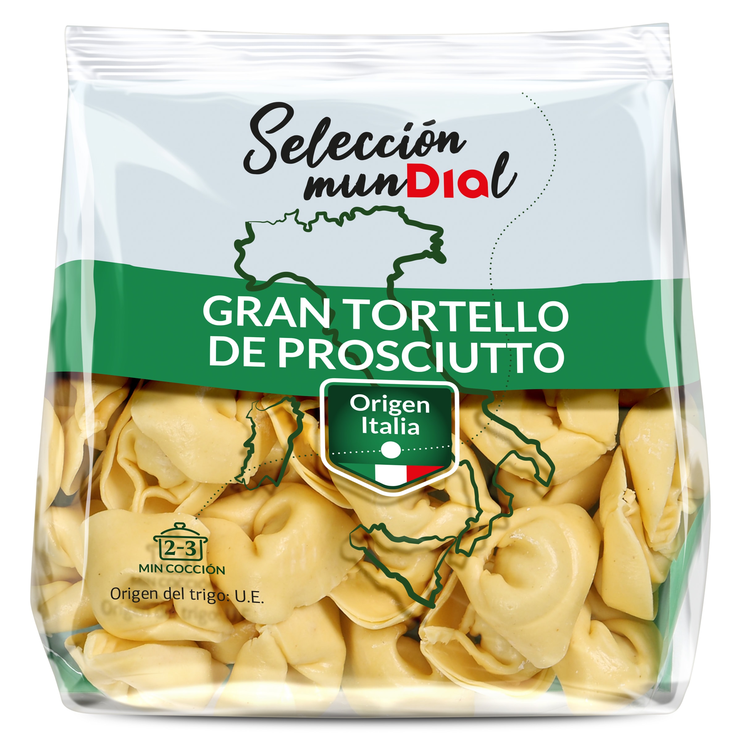 Pasta fresca Tortello rellena de prosciutto Dia Selección Mundial 250 g