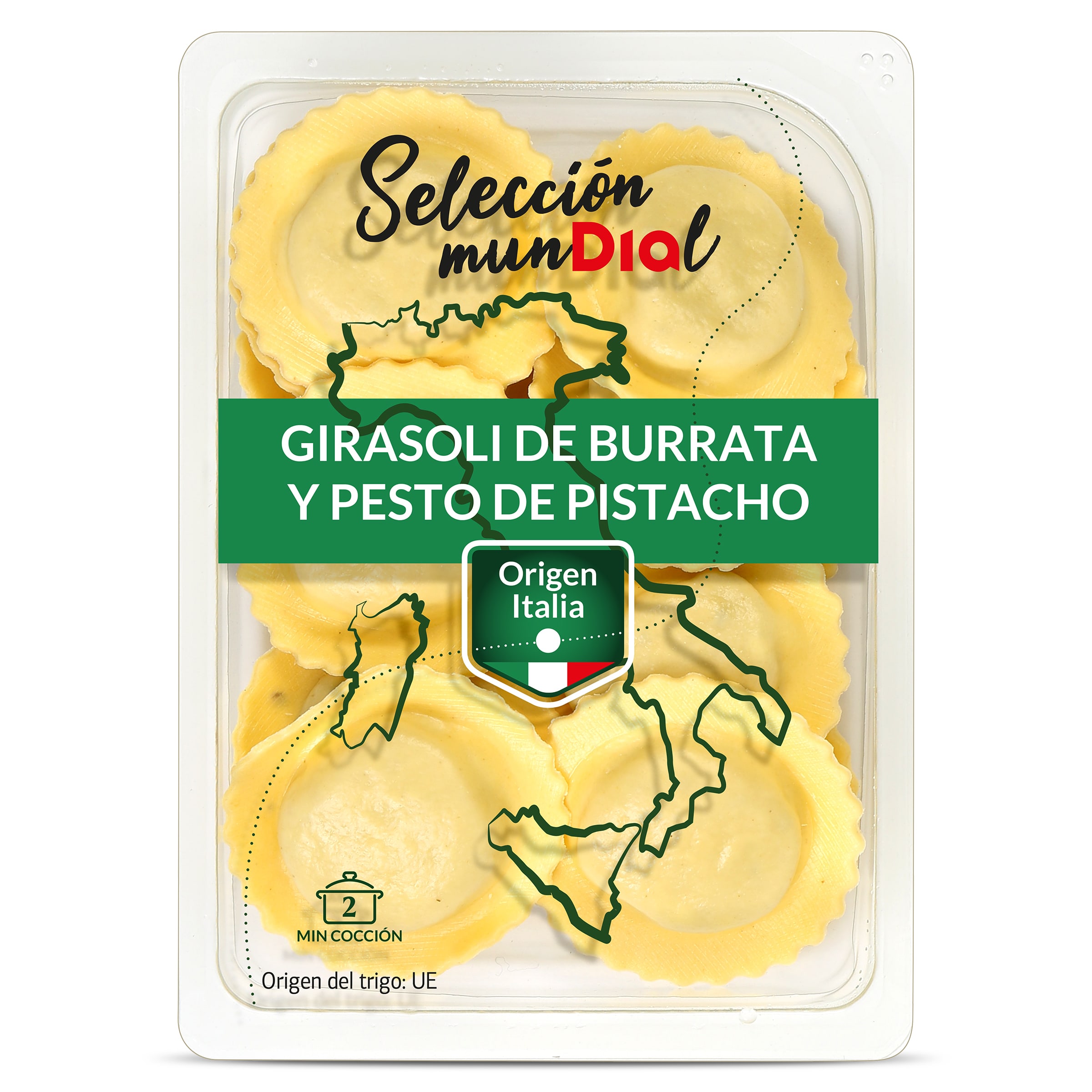 Imagen de Pasta fresca girasoli de burrata y pistacho Dia Selección Mundial bandeja 250 g