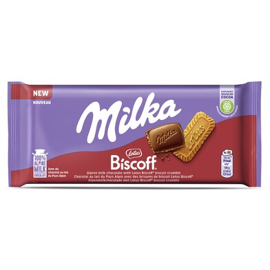 Chocolate con leche con trozos biscoff lotus Milka 90 g-0 Chocolate con leche con trozos biscoff lotus Milka 90 g-0
