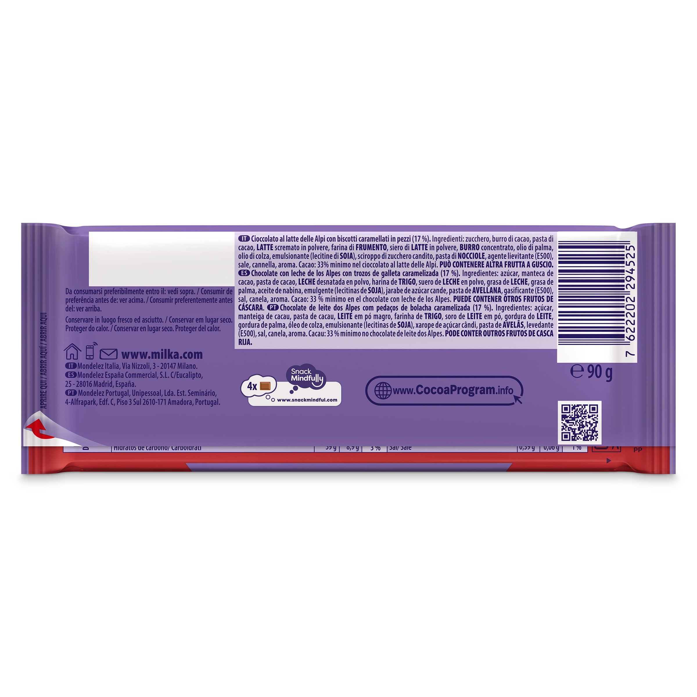 Chocolate con leche con trozos biscoff lotus Milka 90 g
