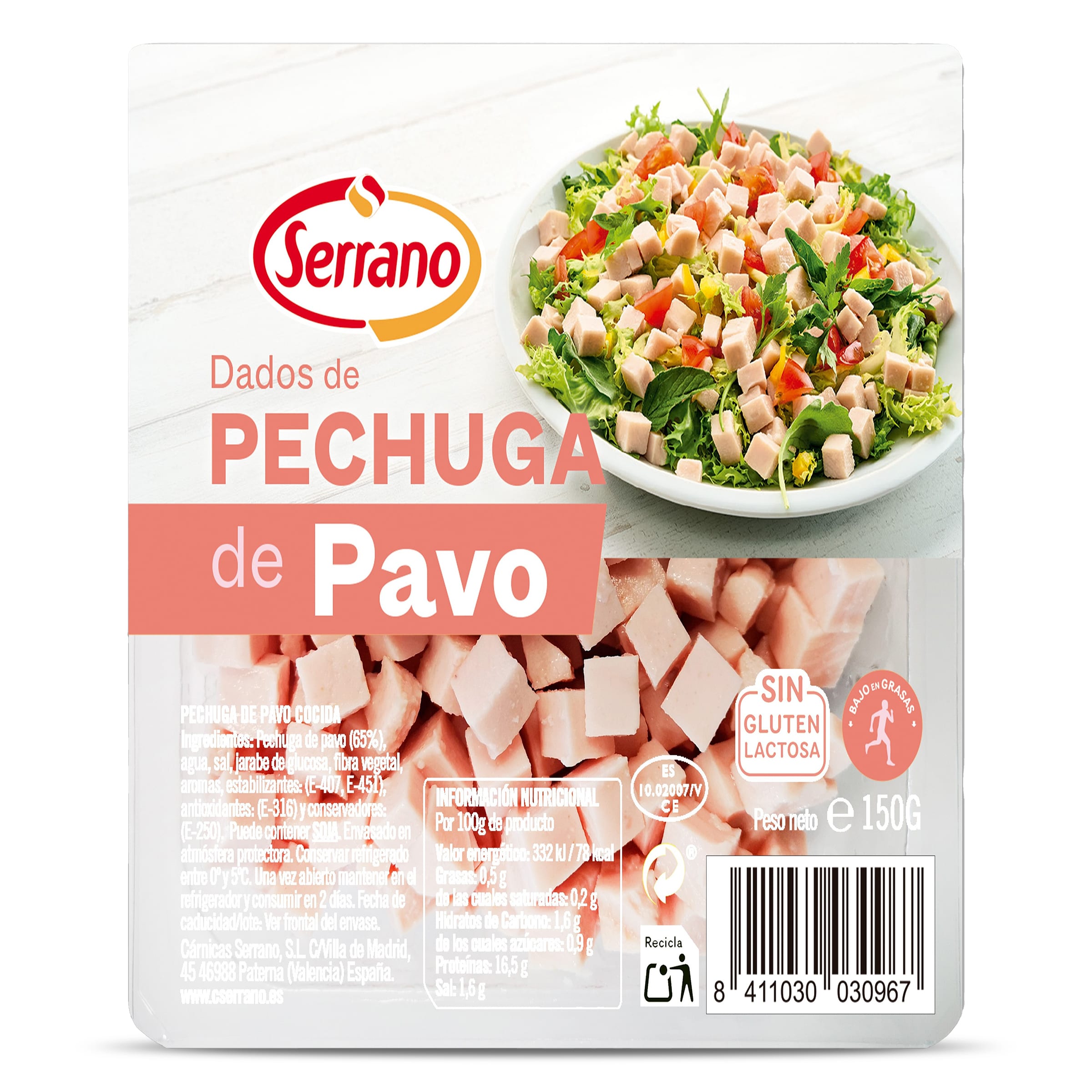 Pechuga de pavo en dados Serrano bandeja 150 g