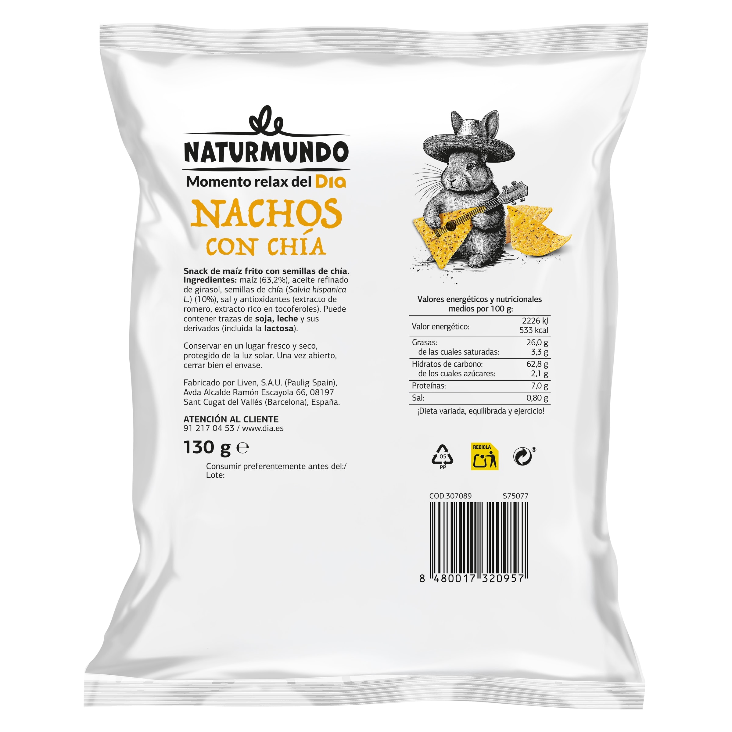 Nachos con chía Dia Naturmundo 130 g