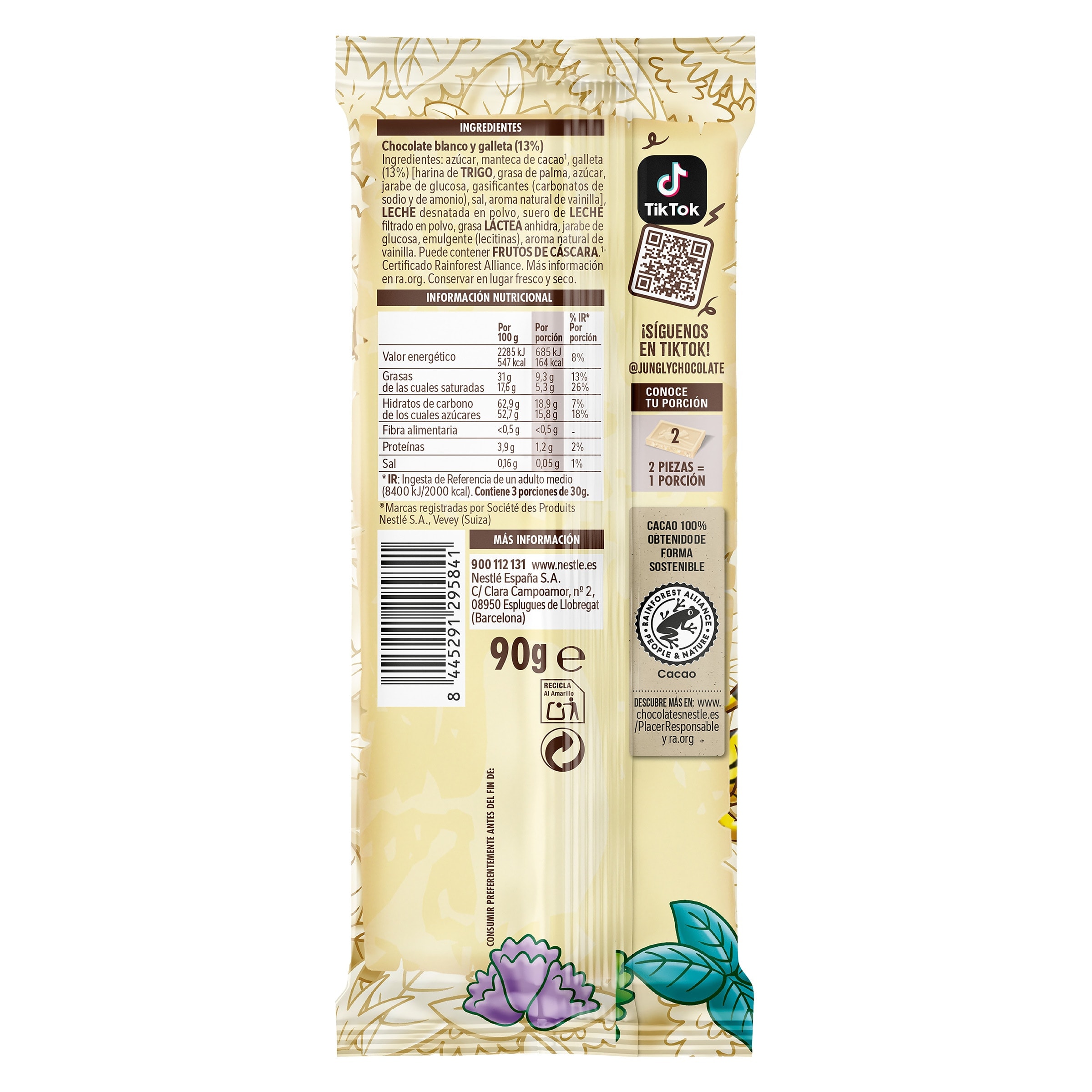 Chocolate blanco y galleta Nestlé Jungly 90 g