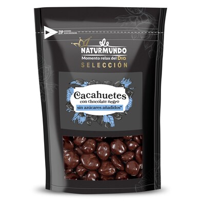 Cacahuetes recubiertos con chocolate negro sin azúcar Naturmundo de Dia bolsa 150 g-0