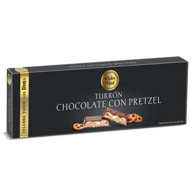 Turrón praliné chocolate con leche y galleta pretzel Dulce Noel Dia caja 145 g-0
