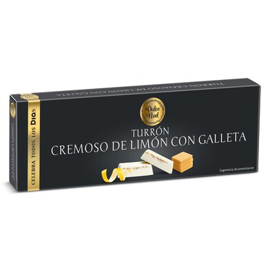 Turrón praliné de chocolate blanco con galleta y limón Dulce Noel Dia caja 145 g-0