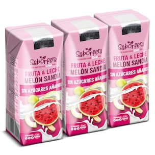 bebida de fruta y leche de melon y sandia sin azucares anadidos pack 3 x 330 ml