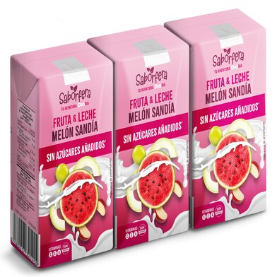 Bebida de frutas con leche melón y sandía Saborfera de Dia brik 3 x 330 ml-0 Bebida de frutas con leche melón y sandía Saborfera de Dia brik 3 x 330 ml-0