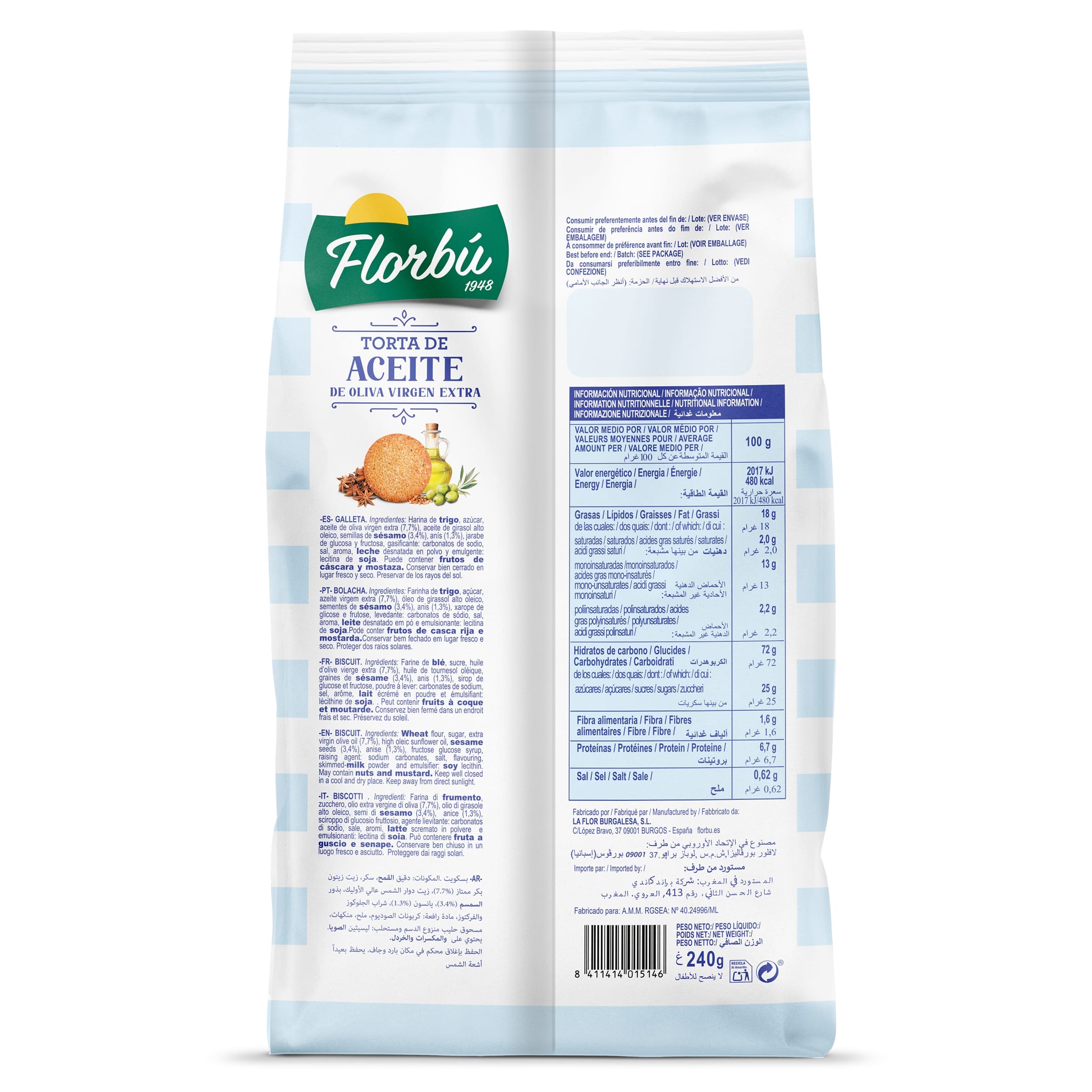Tortas de aceite de oliva virgen extra Florbu 240 g