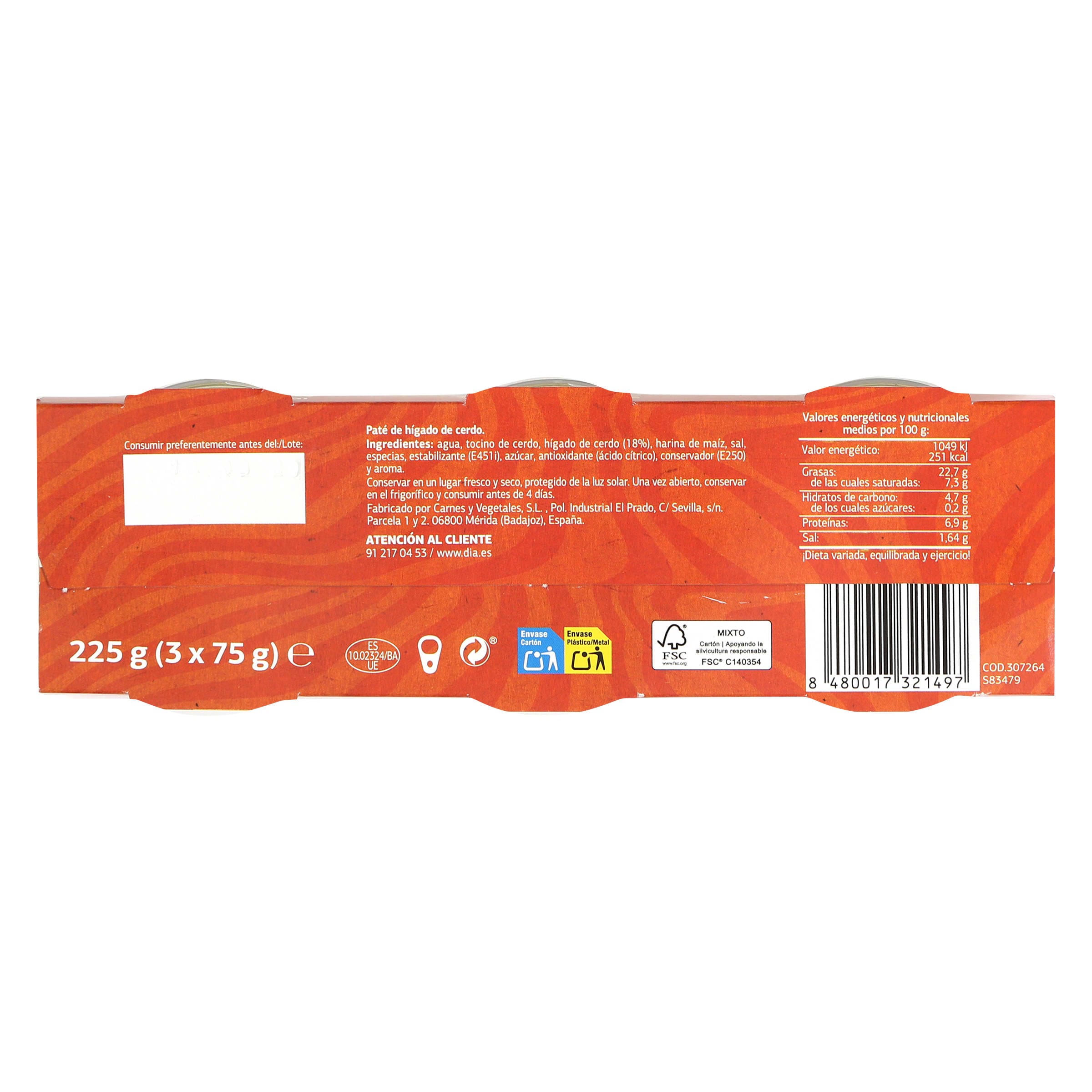 Paté de cerdo suave Dia Nuestra Alacena 3 x 75 g