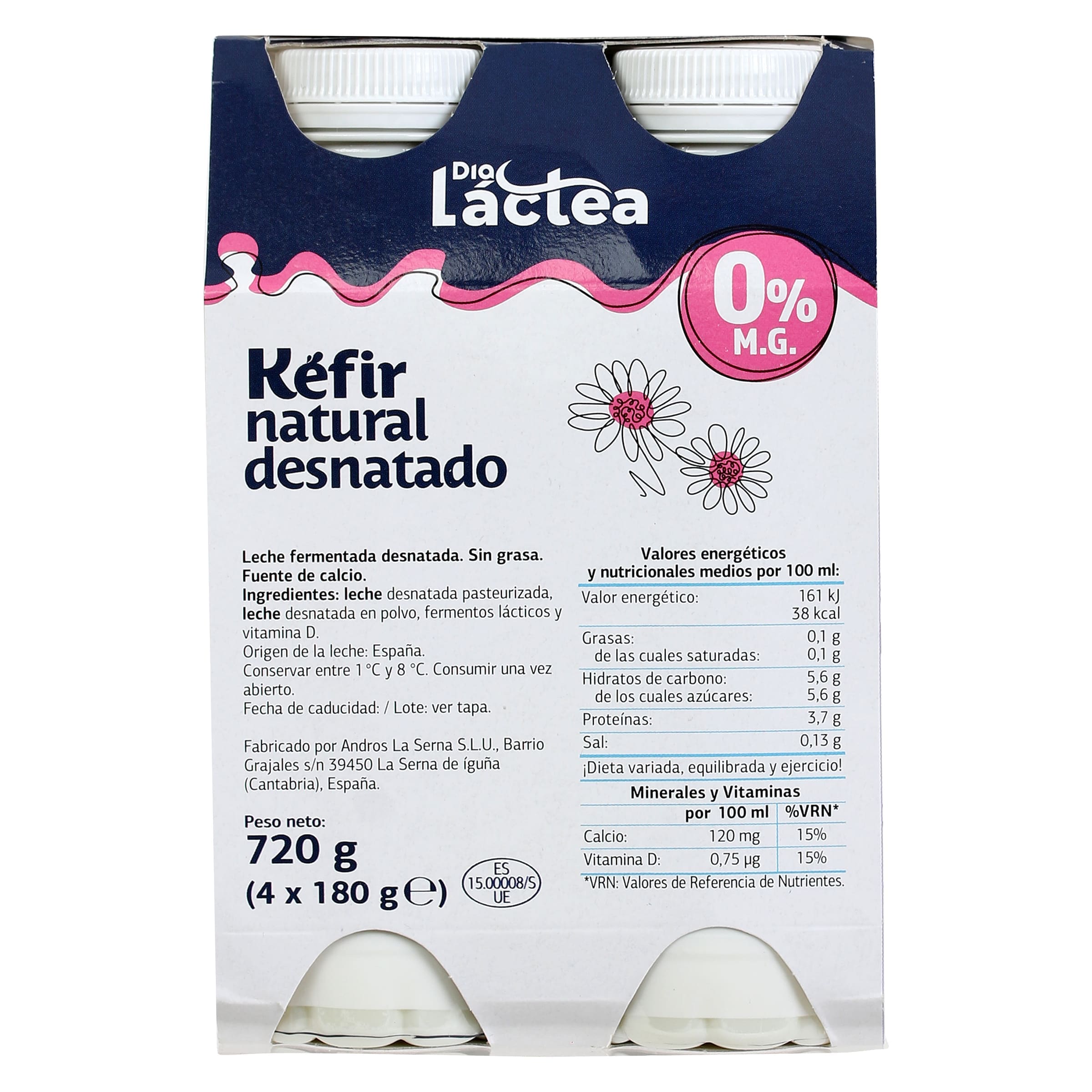 Kéfir natural desnatado Dia Láctea 4 x 180 g