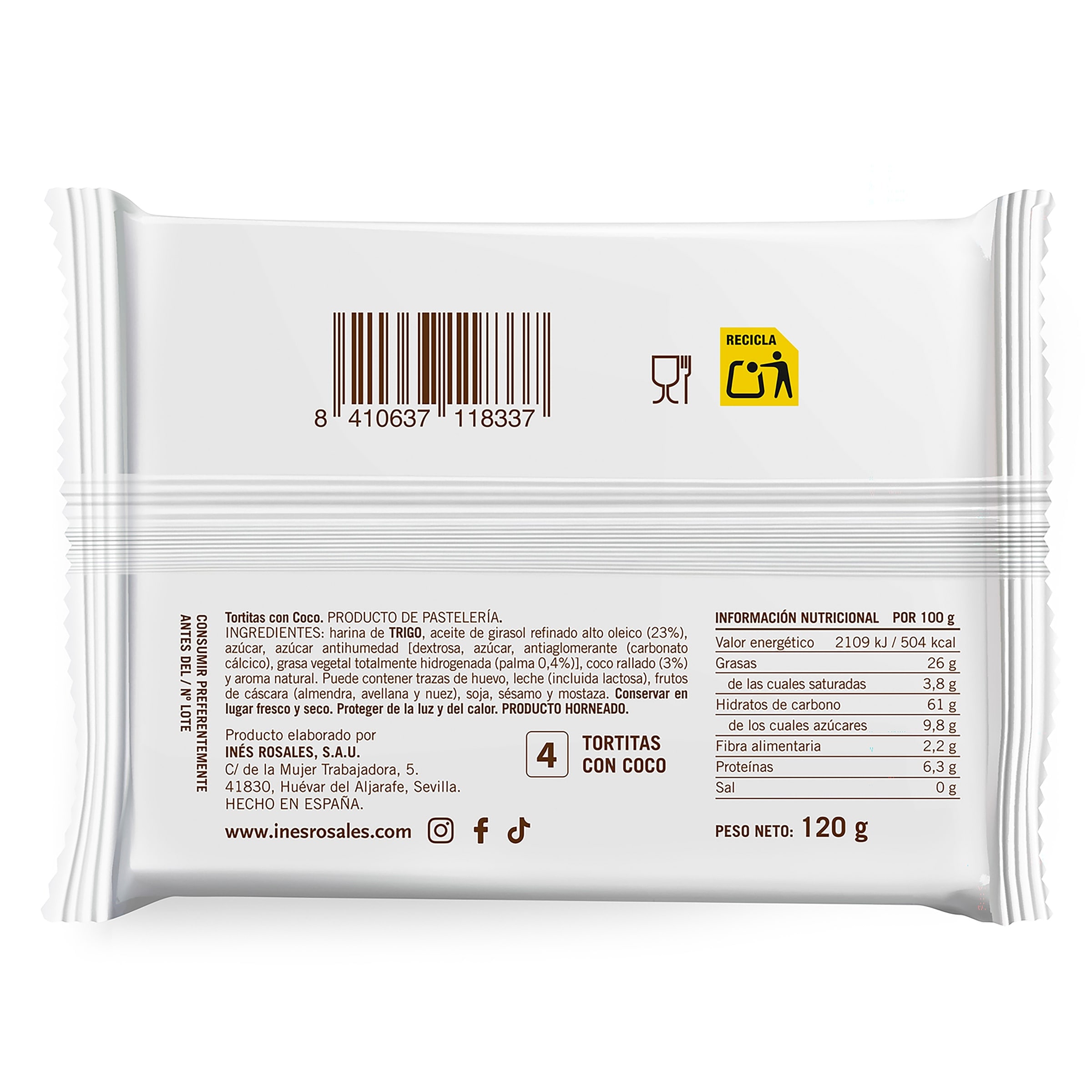 Tortitas con coco Inés Rosales 120 g