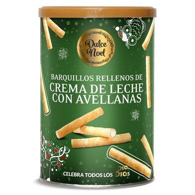 Barquillos rellenos de crema de leche con avellanas Dulce Noel Dia lata 200 g-0