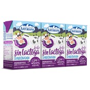 Leche semidesnatada sin lactosa Central Lechera Asturiana brik 3 x 200 ml