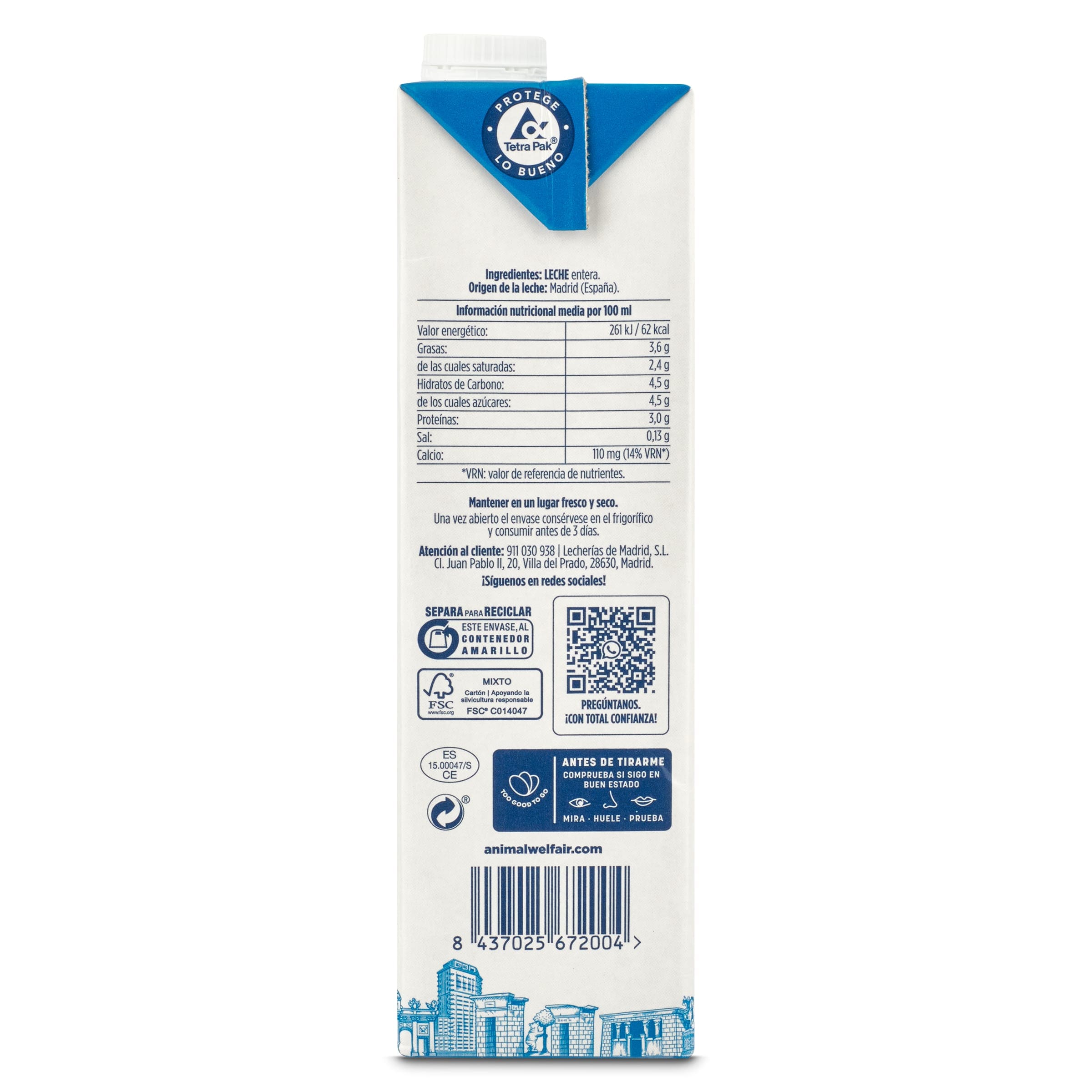 Leche entera Madriz 1 L