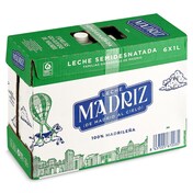 Leche semidesnatada Madriz pack 6 x 1 L