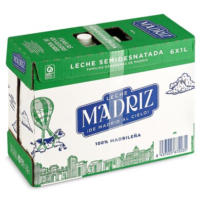 Leche semidesnatada Madriz pack 6 x 1 L-0