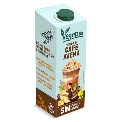 Bebida de avena con café Vegedia brik 1 l-0 Bebida de avena con café Vegedia brik 1 l-0