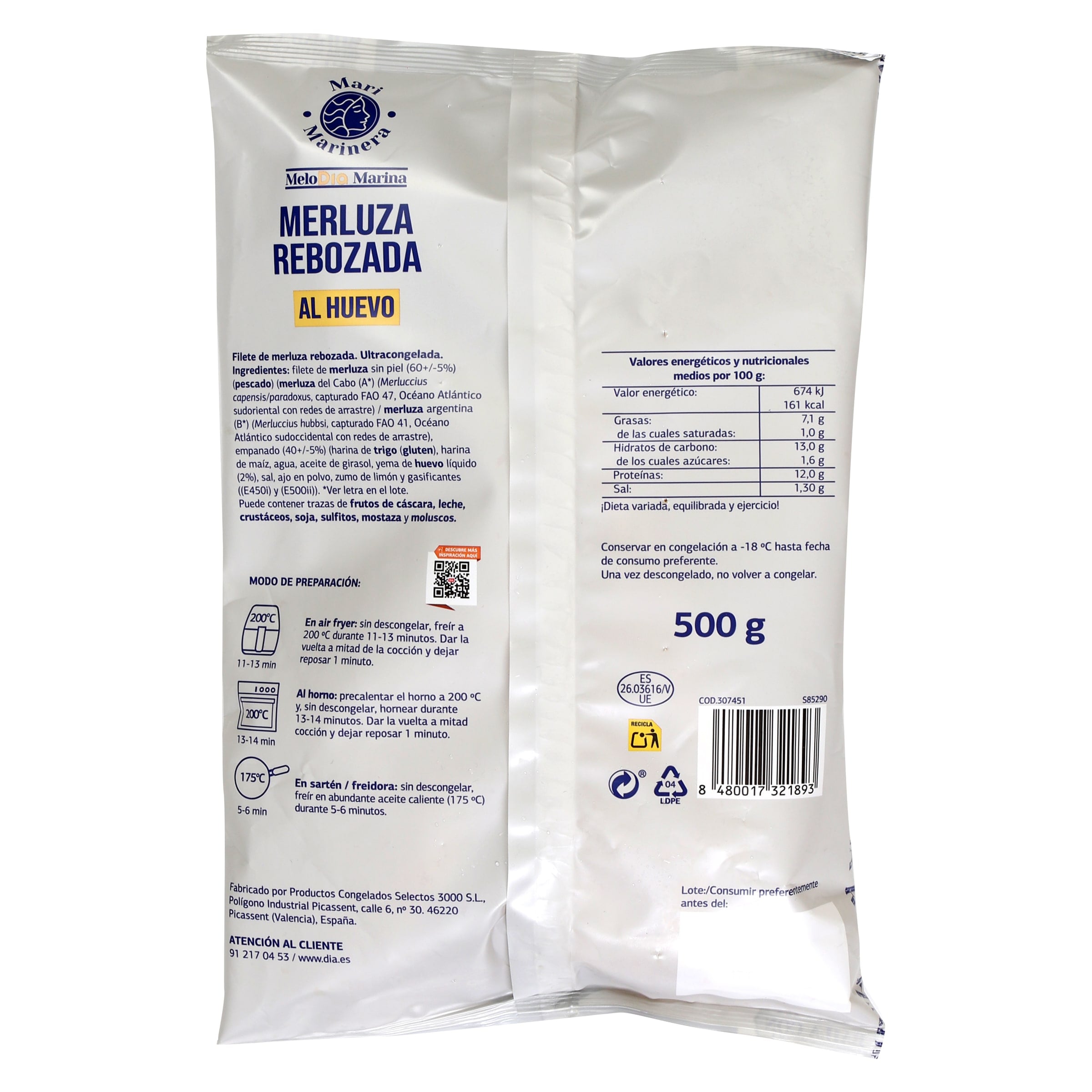 Filetes de merluza rebozados Dia Mari Marinera 500 g