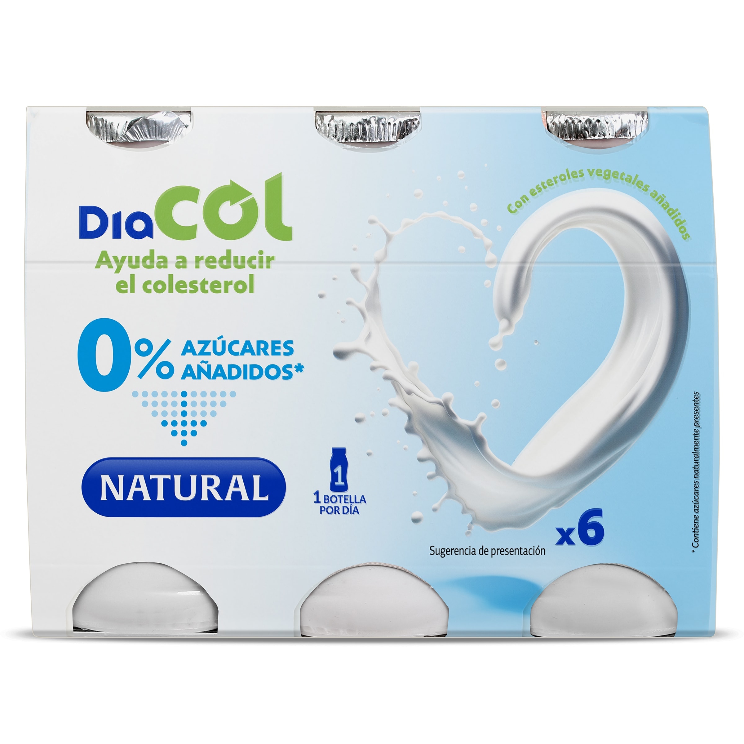 Bebida láctea natural 0% azúcares añadidos Diacol 6 x 100 g
