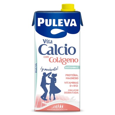 Bebida láctea desnatada con colágeno vita calcio Puleva brik 1 l-0