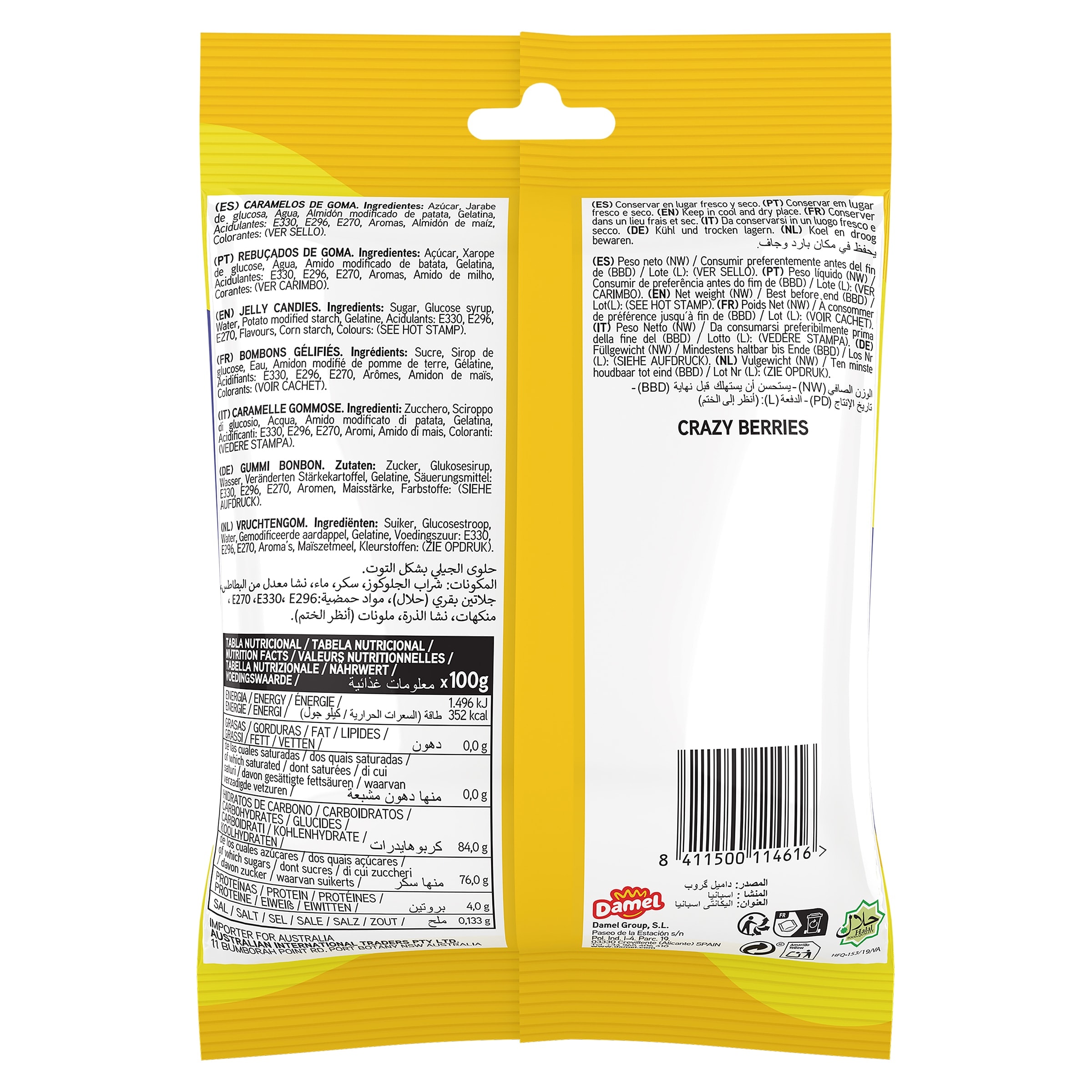 Golosinas crazy berries Damel 135 g