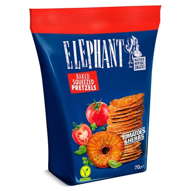 Galletas saladas tomate y hierbas Elephant bolsa 70 g-0