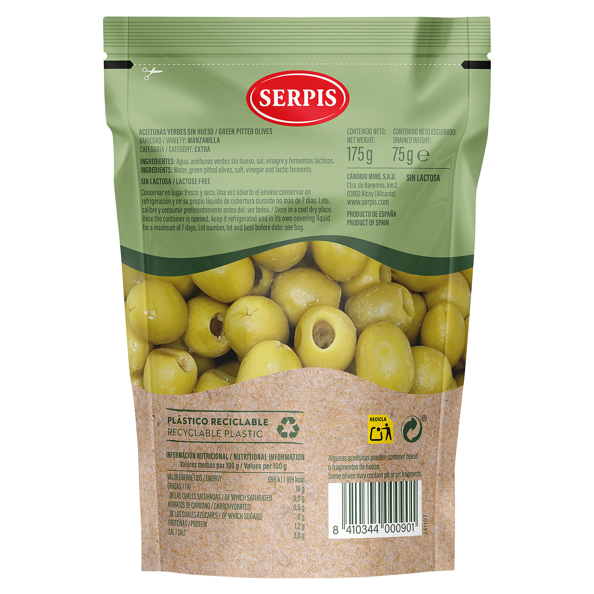 Aceitunas sin hueso Serpis 75 g