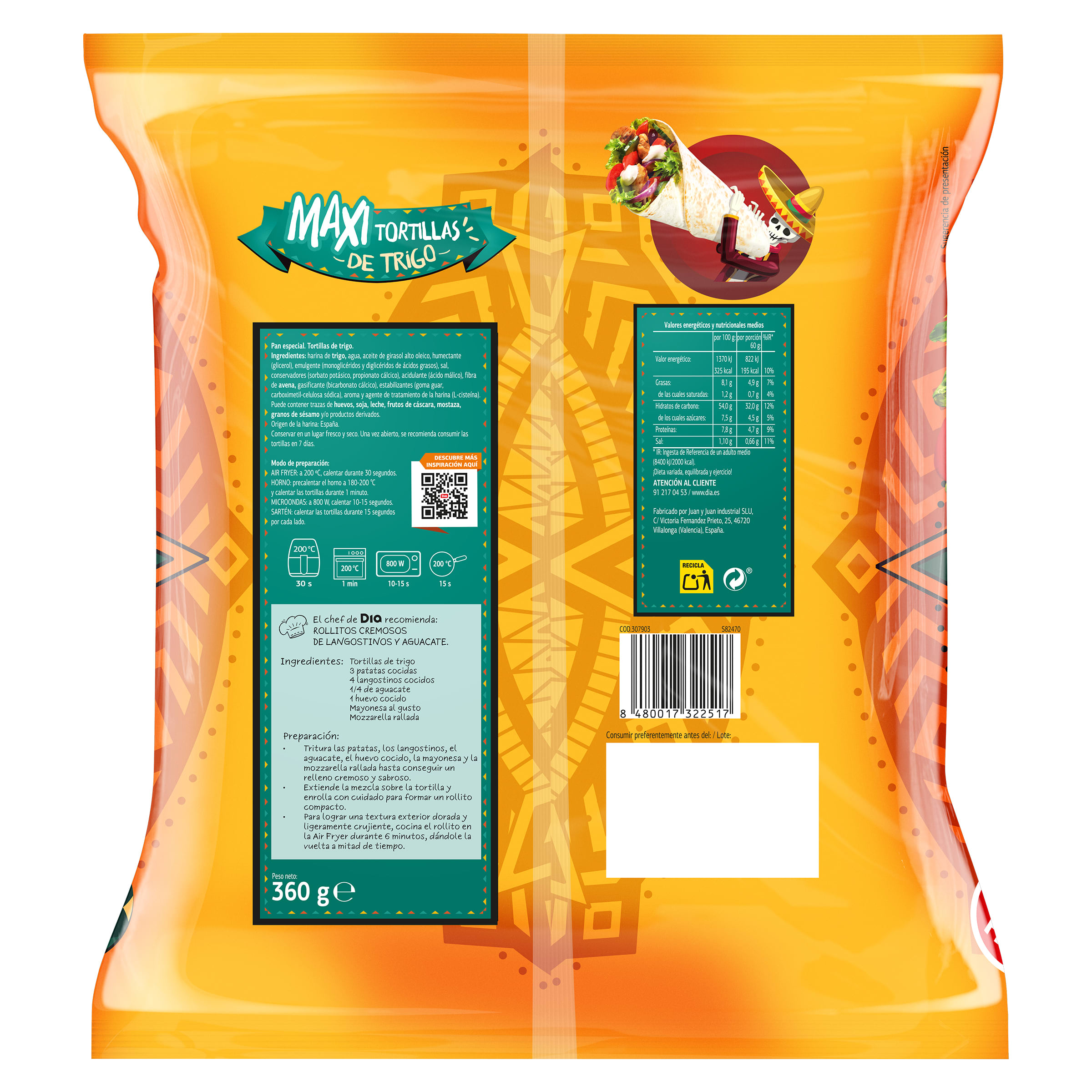 Tortillas de trigo maxi Dia Al Punto 360 g