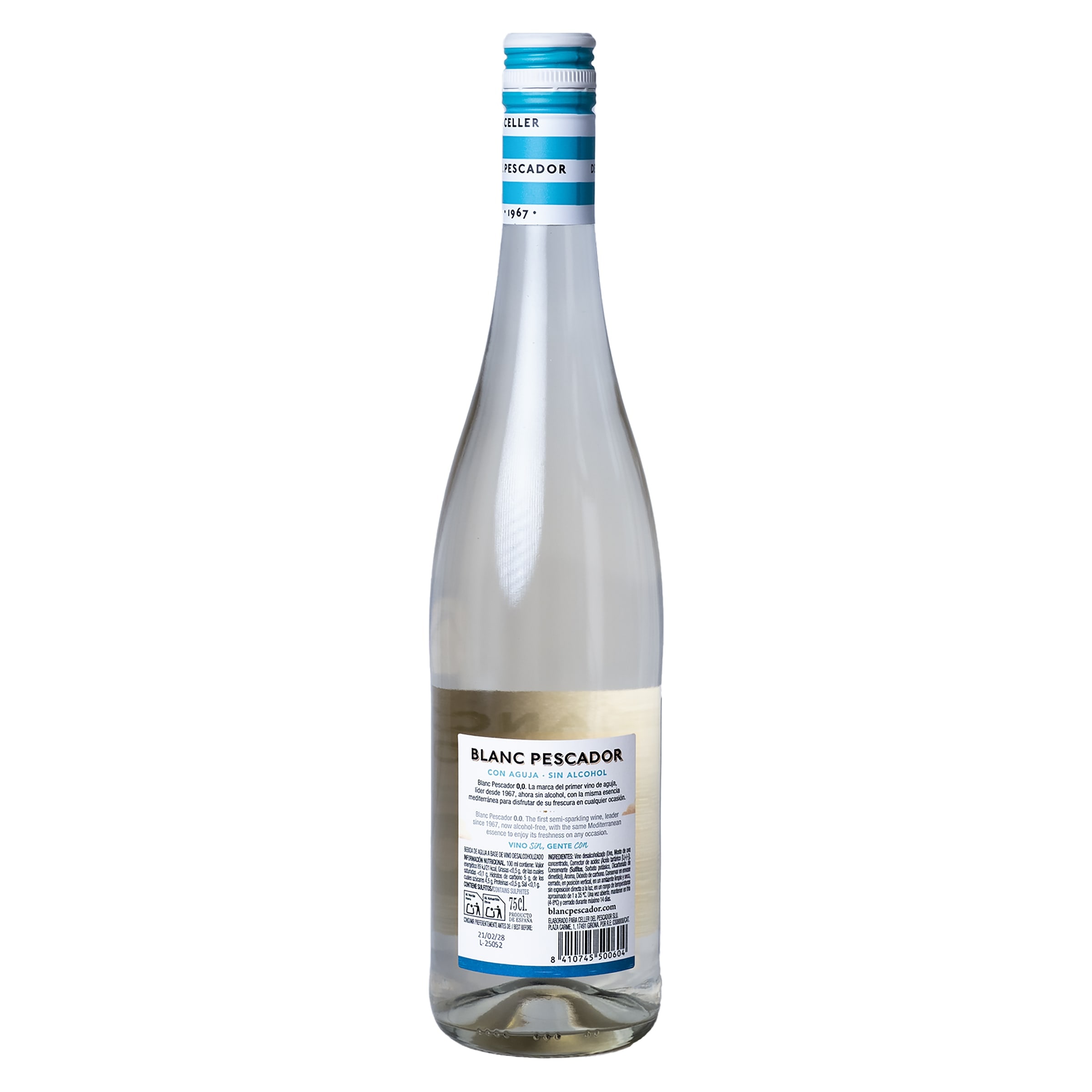 Vino blanco dulce sin alcohol Pescador 75 cl