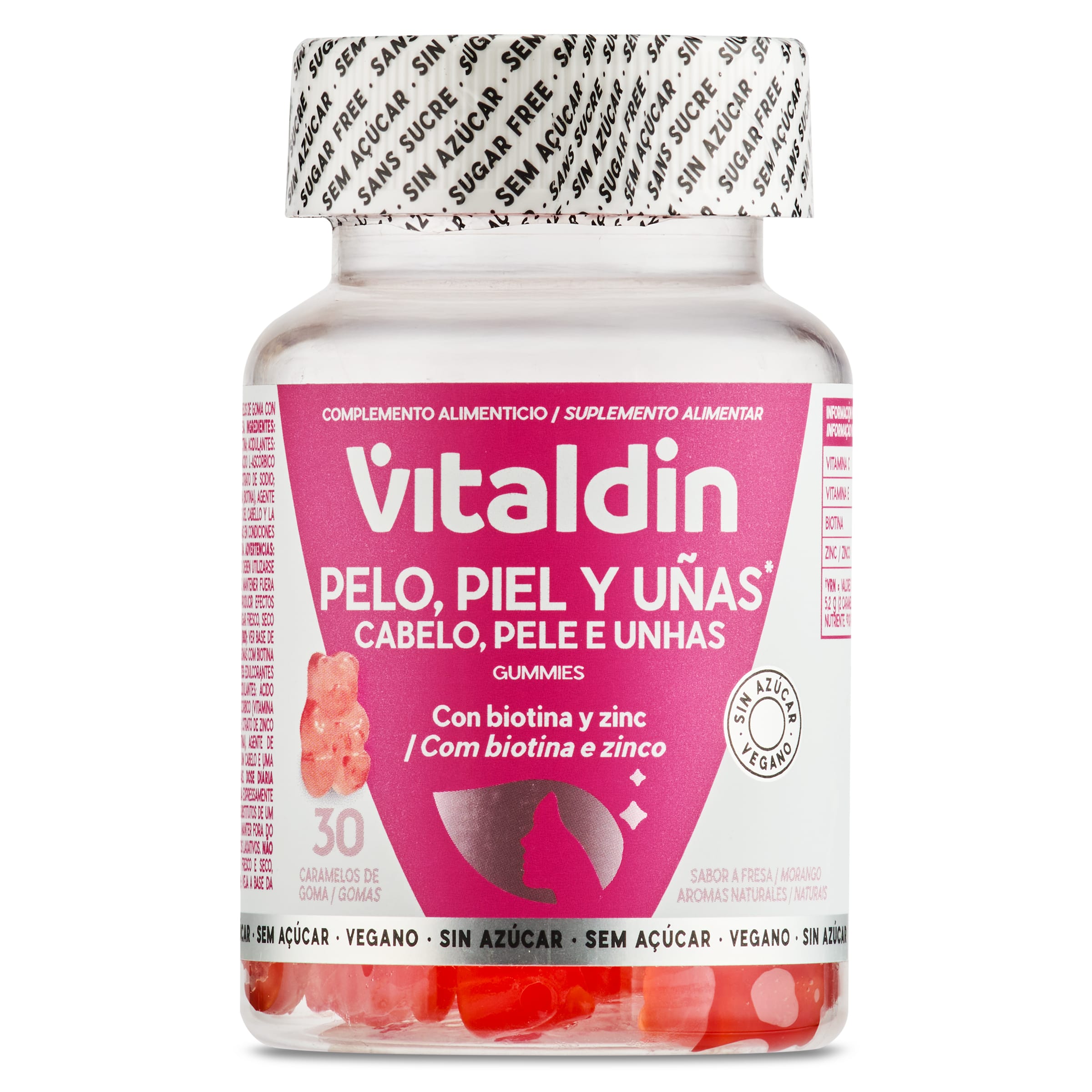 Gominolas para pelo, piel y uñas Vitaldin frasco 30 unidades