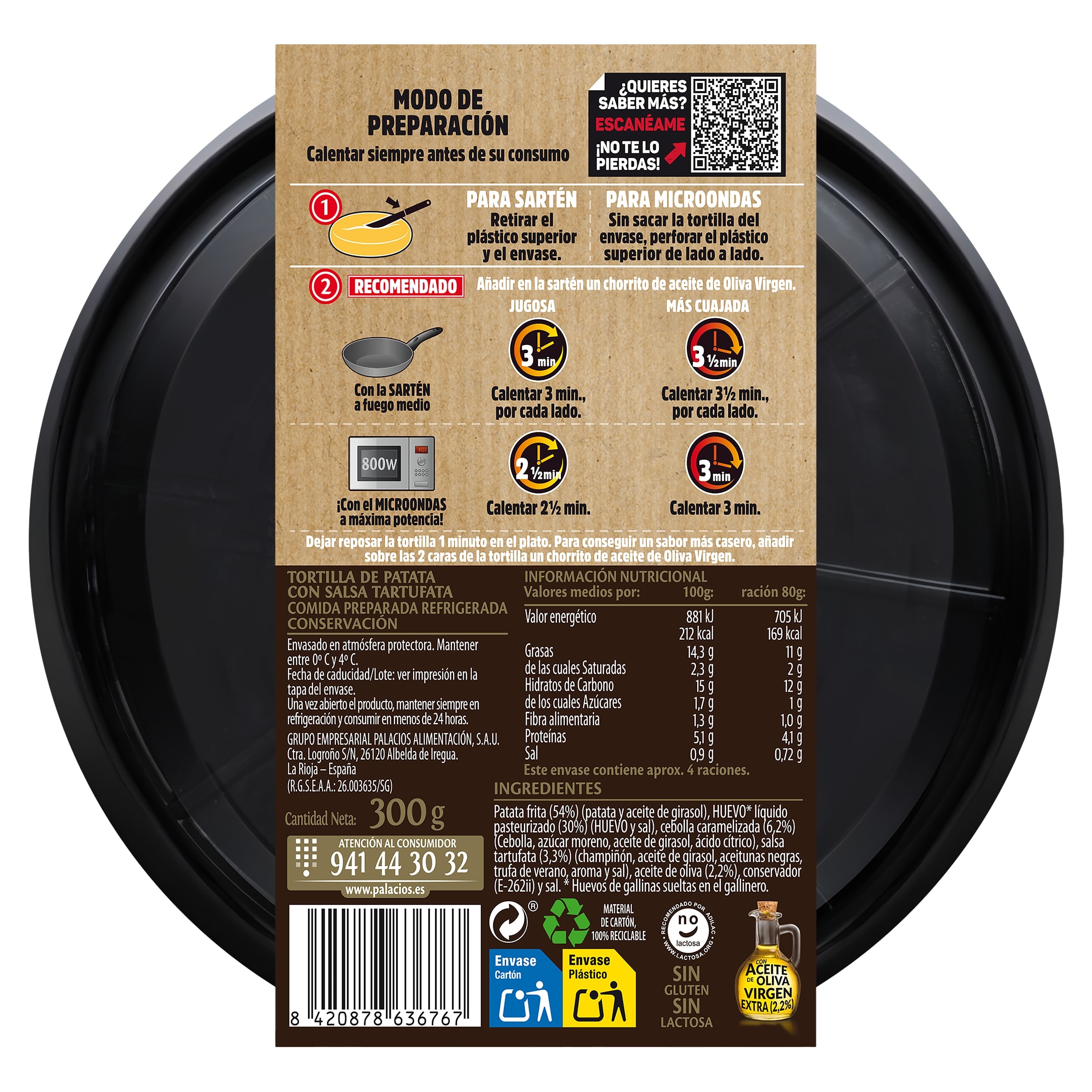 Tortilla de patatas con salsa tartufata Palacios 300 g