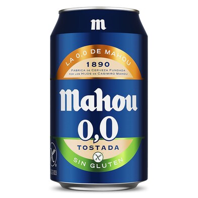 Cerveza tostada 0,0% alcohol sin gluten Mahou lata 33 cl-0 Cerveza tostada 0,0% alcohol sin gluten Mahou lata 33 cl-0
