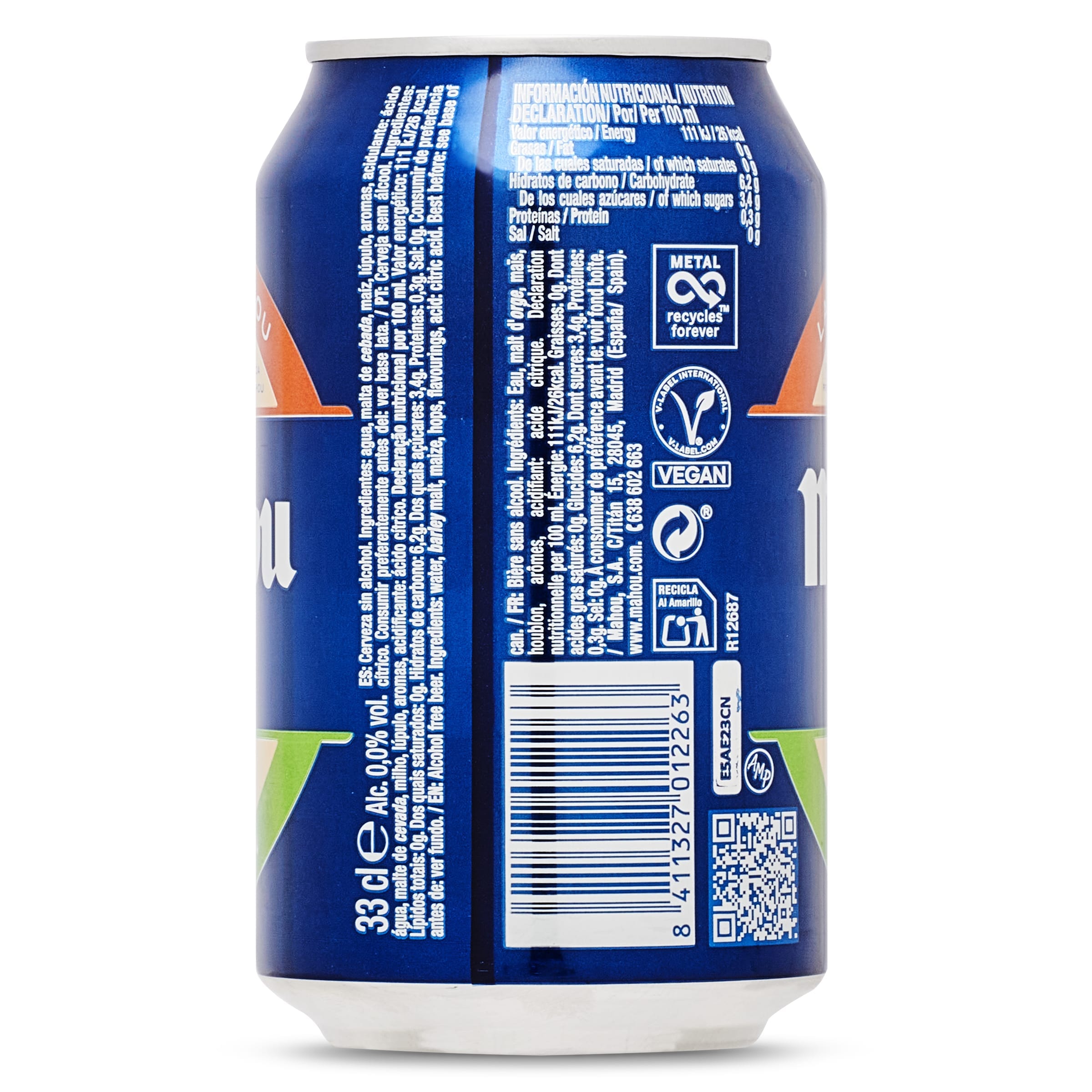 Cerveza tostada 0,0% alcohol sin gluten Mahou 33 cl