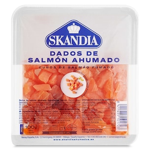 salmon ahumado en dados bandeja 100 g
