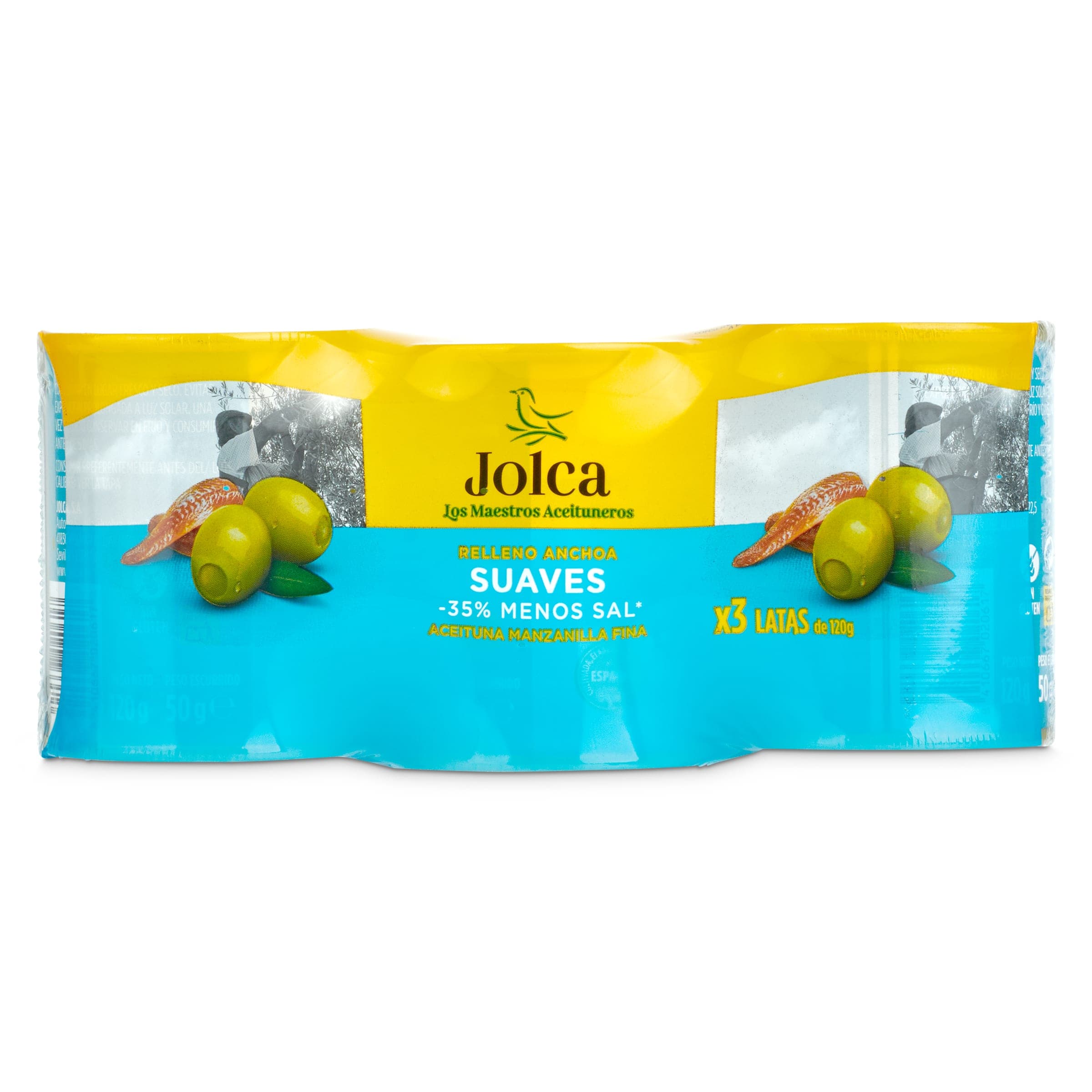 Aceitunas rellenas de anchoa suave Jolca 3 x 50 g