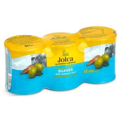 Aceitunas rellenas de anchoa suave Jolca 3 x 50 g-0